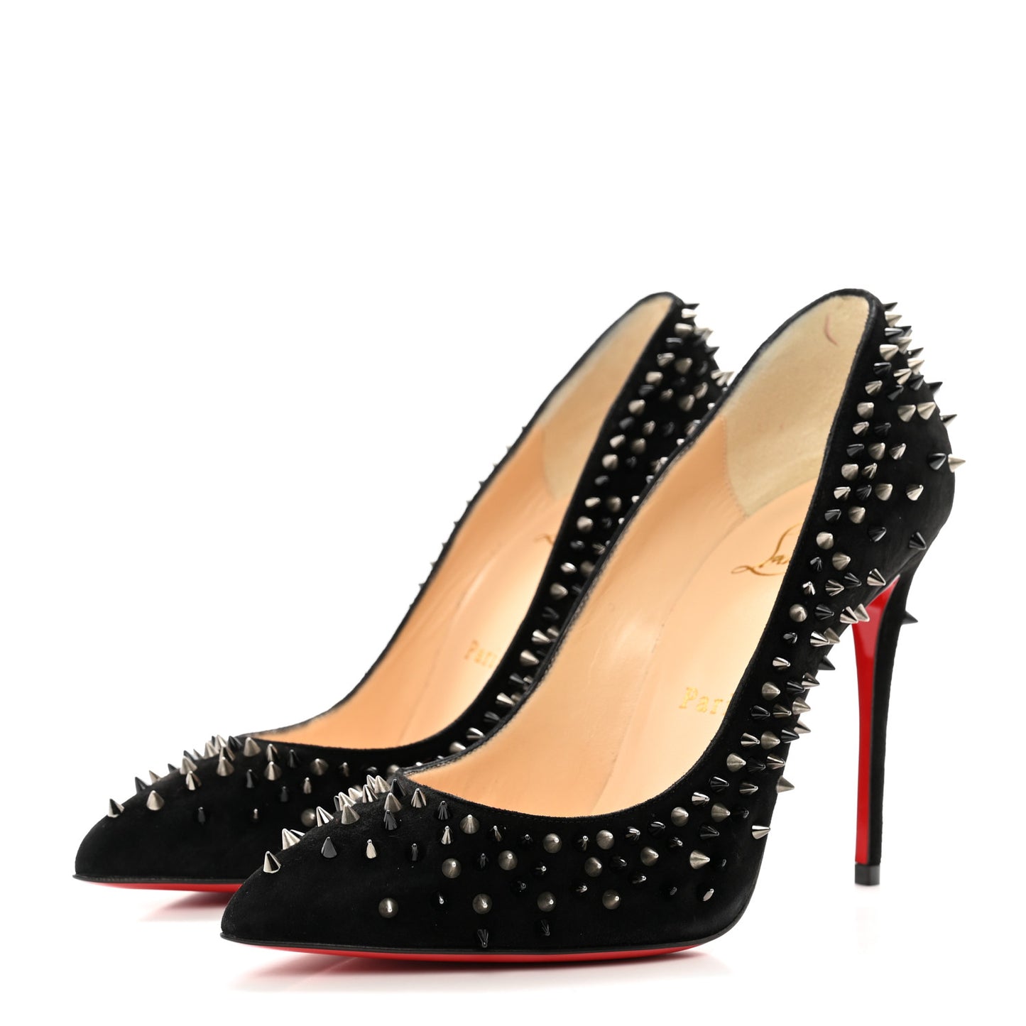 Veau Velours Studded Escarpic 100 Pumps 35.5 Black