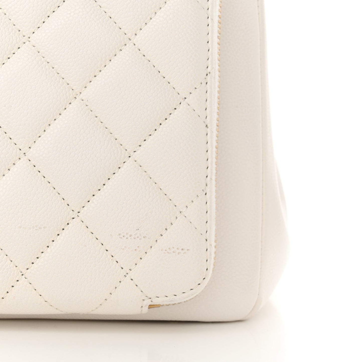 Caviar Quilted Small Business Affinity Shopping Bag White