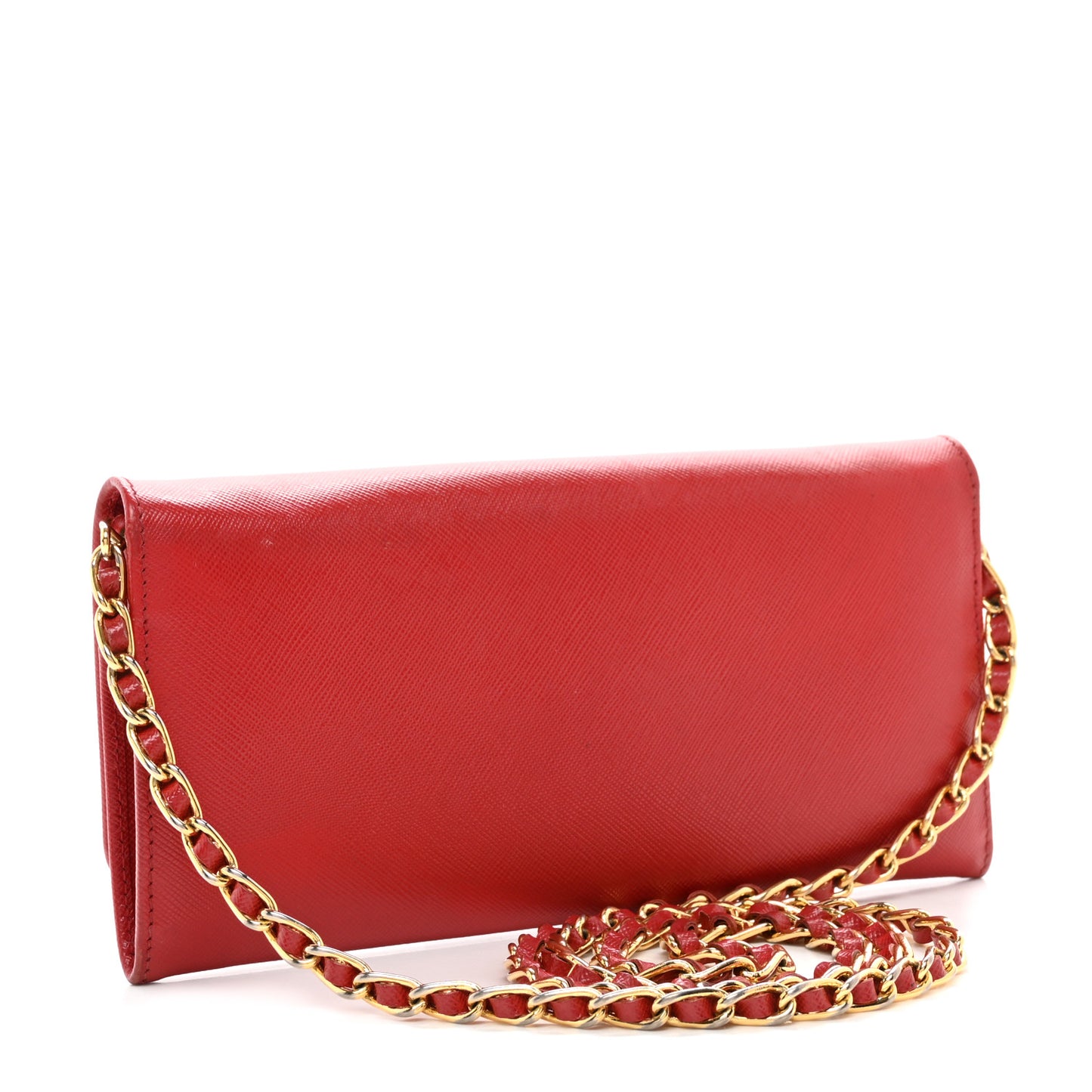 Saffiano Metal Oro Chain Wallet Fuoco