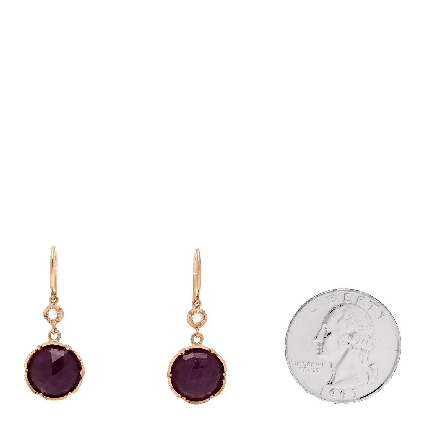 18K Rose Gold Ruby Diamond Medium Classic Drop Earrings