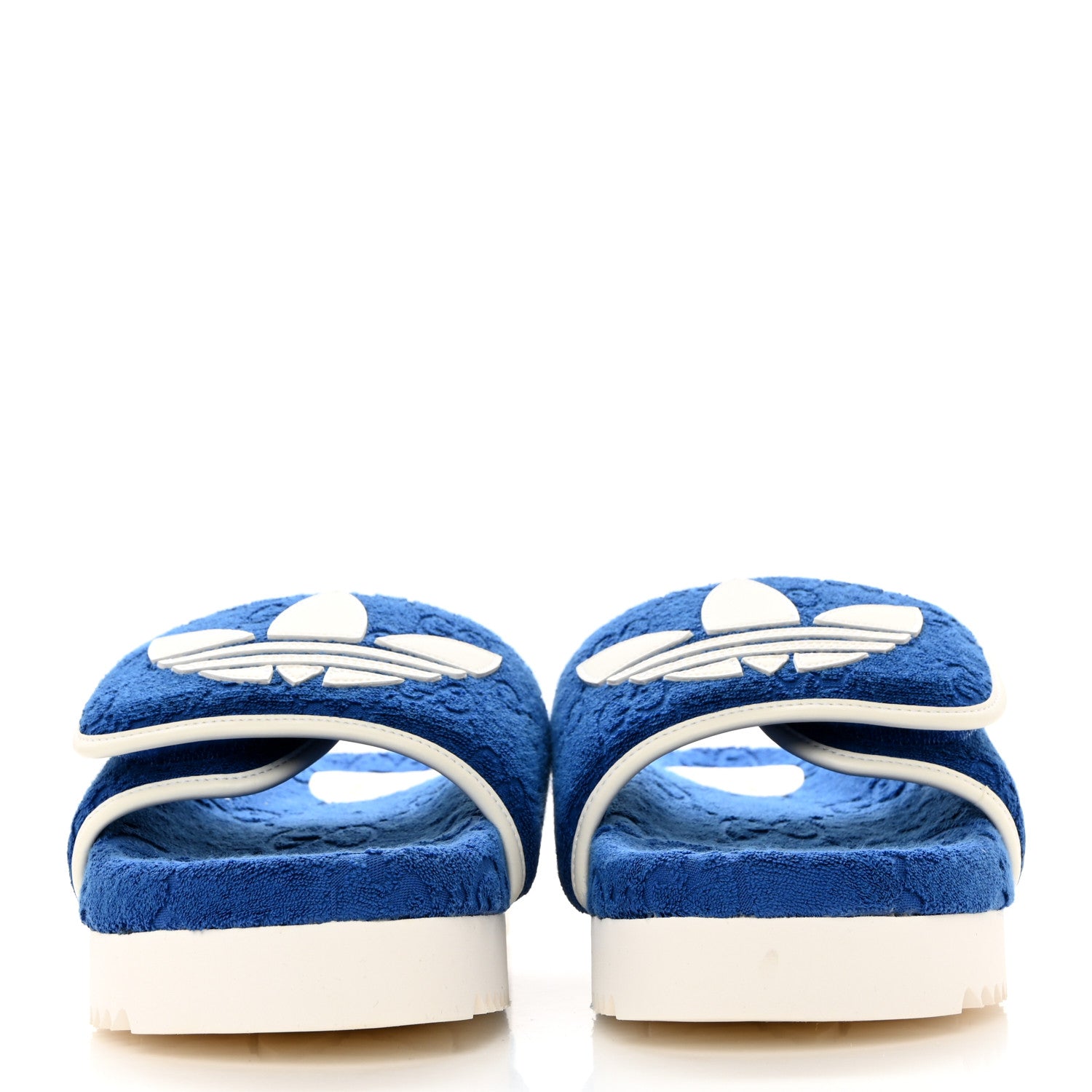 Gucci X ADIDAS Terry Cloth GG Monogram Mens Platform Sandals 9 Oriental Blue Mystic White 2 of 8