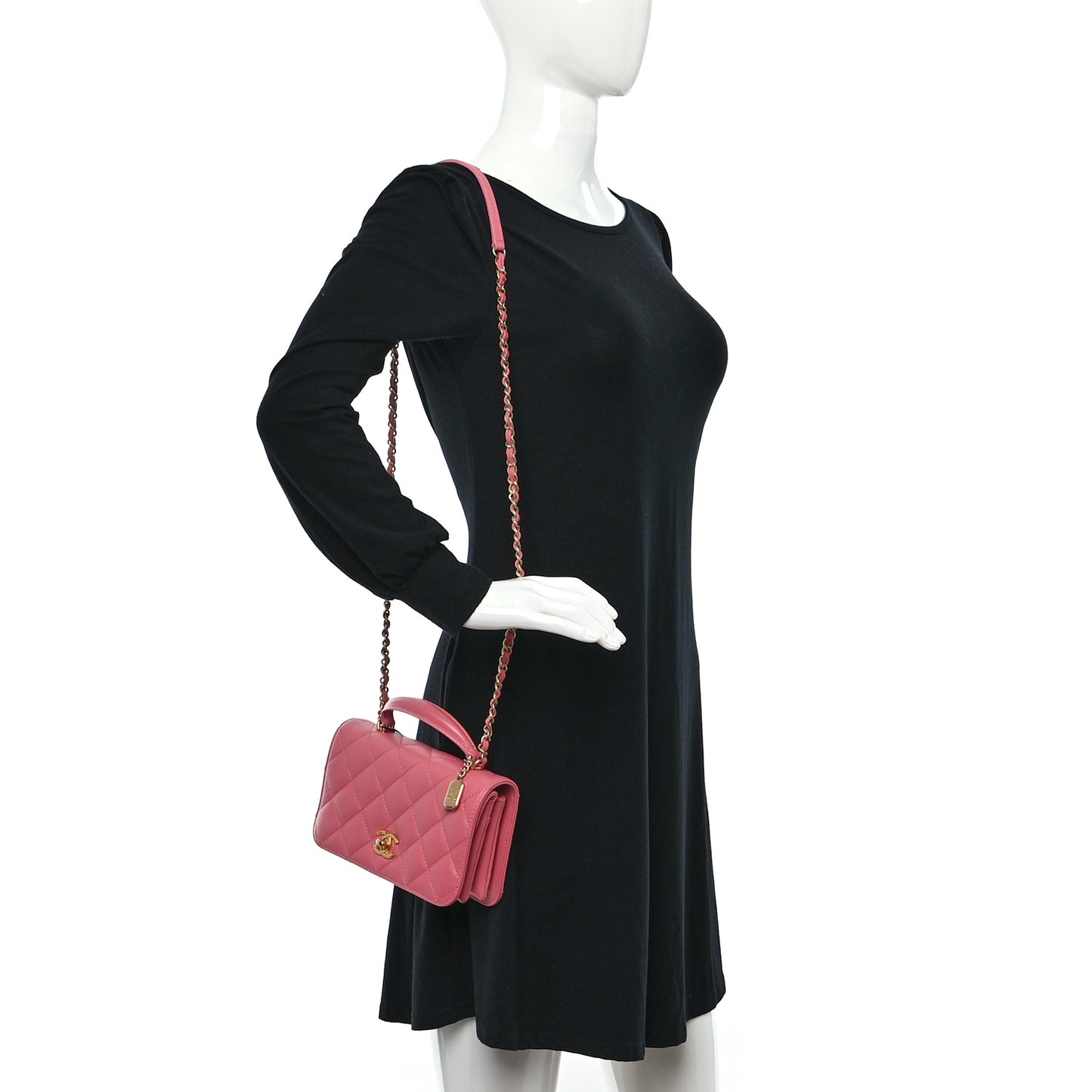 Caviar Quilted Mini Top Handle Flap Pink