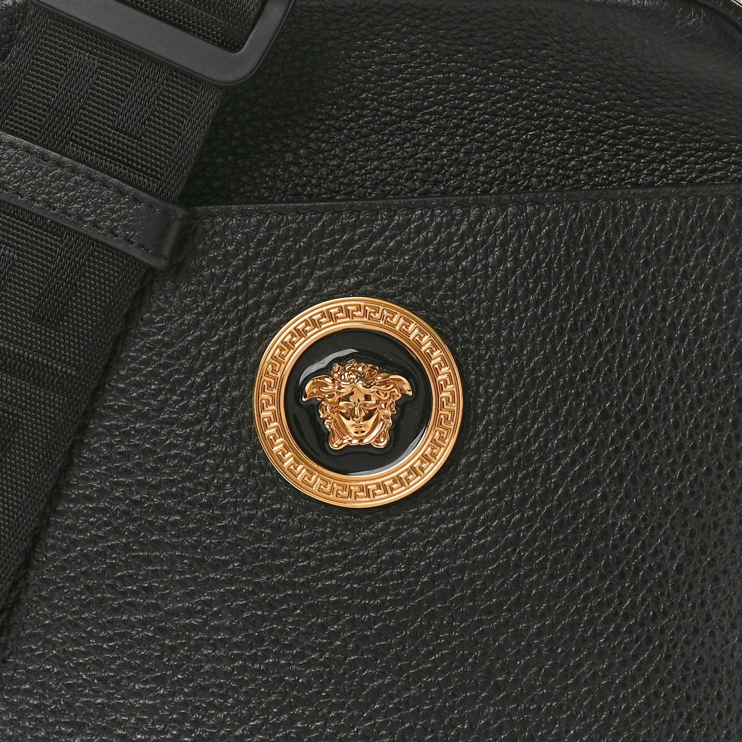 Versace Grained Calfskin Small Medusa Messenger Bag Black 8 of 11