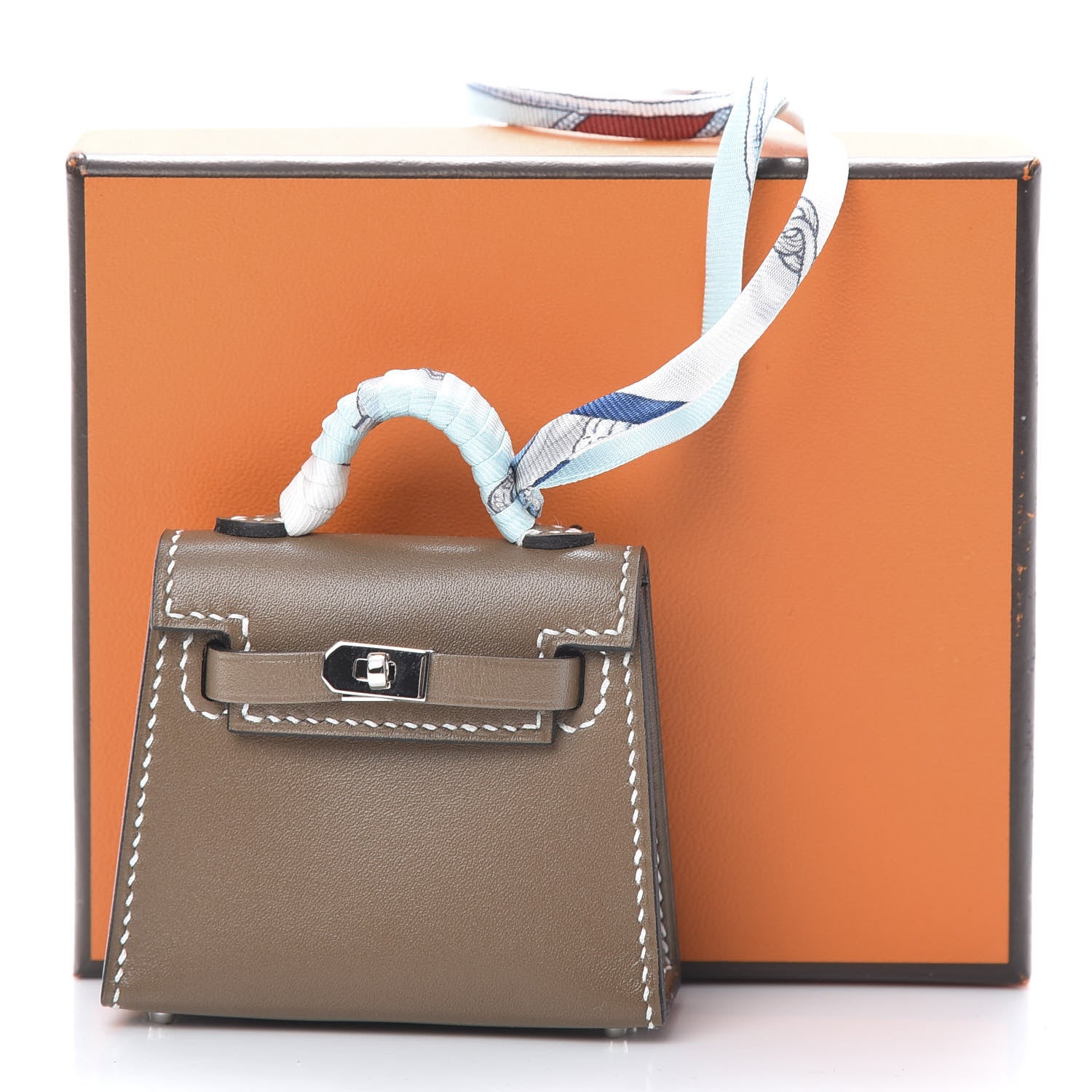 Hermes Tadelakt Mini Kelly Twilly Bag Charm Etoupe 6 of 6