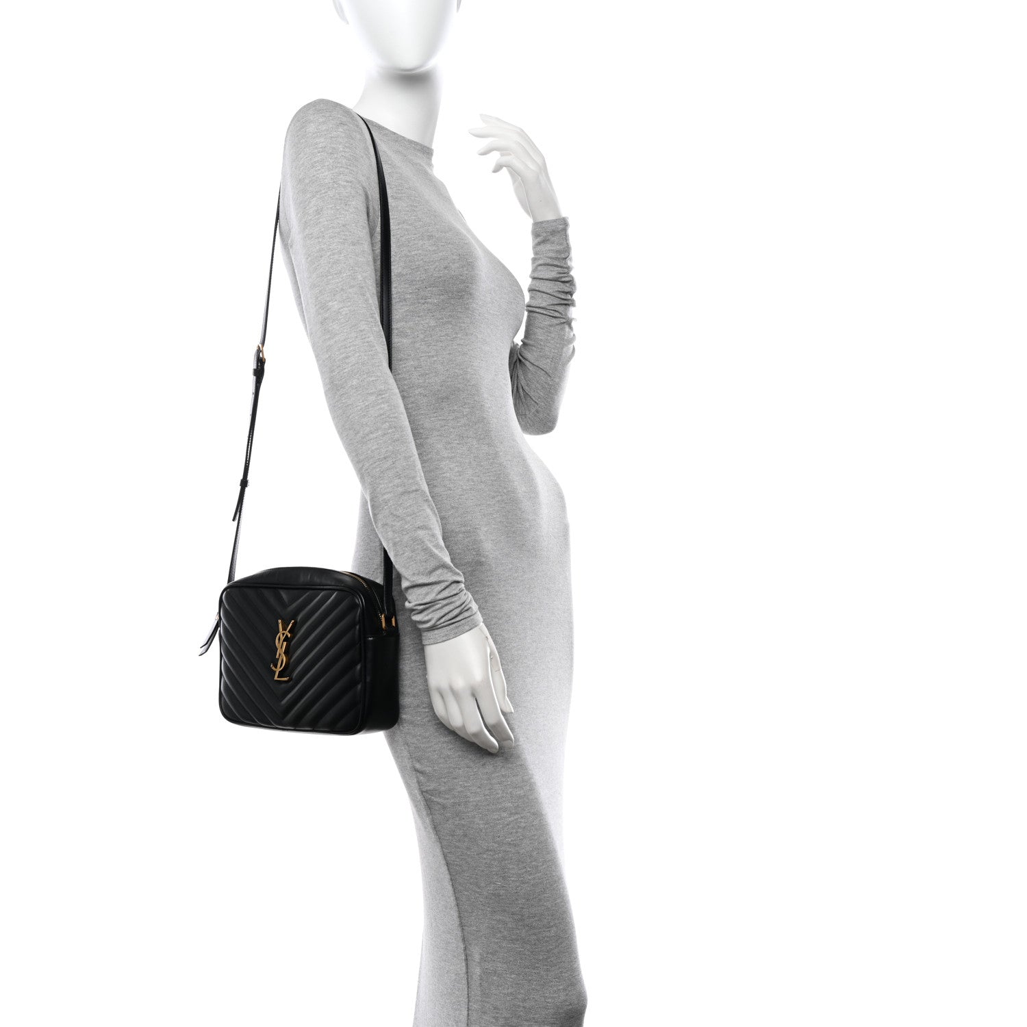 Saint Laurent Calfskin Matelasse Monogram Lou Camera Bag Black 2 of 12