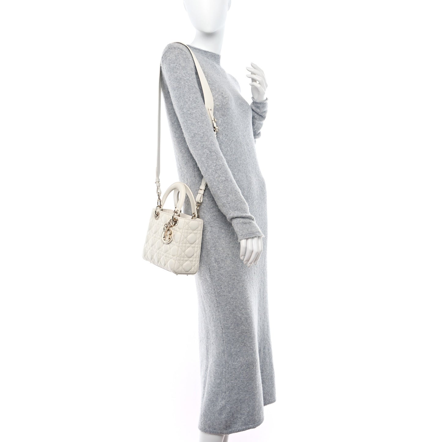 Lambskin Cannage Small My ABCDior Lady Dior White
