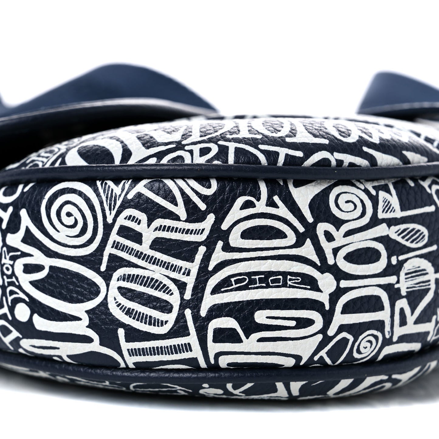 X SHAWN STUSSY Grained Calfskin Printed Mens Saddle Bag Navy Blue