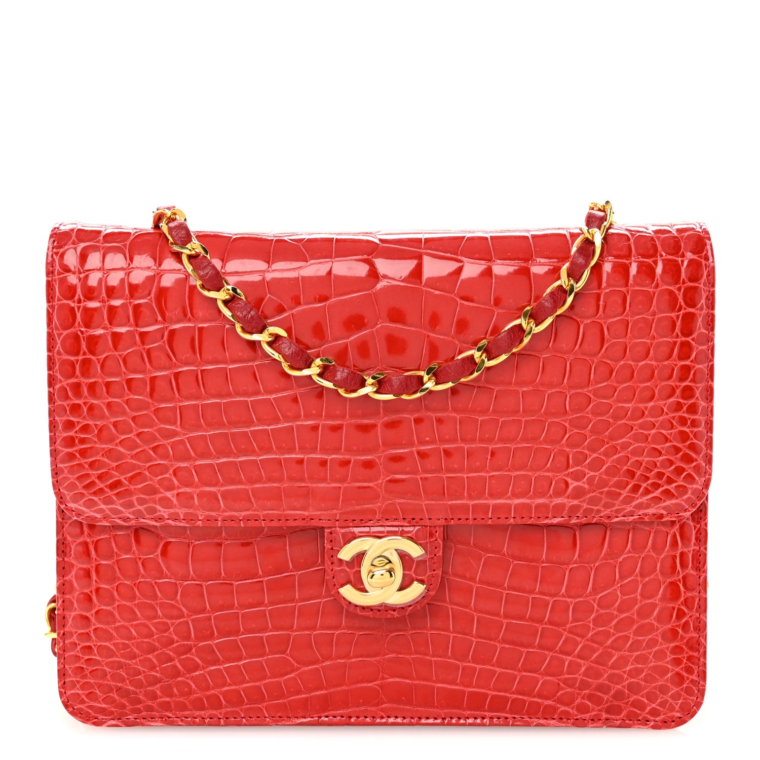 Chanel Shiny Alligator Small Single Flap Red 1785947 – FASHIONPHILE