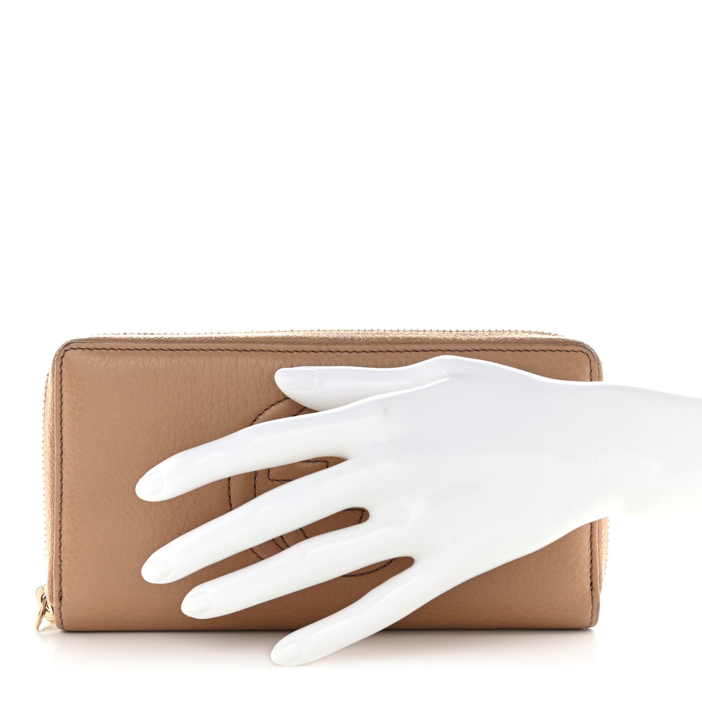 Pebbled Calfskin Soho Zip Around Wallet Camelia
