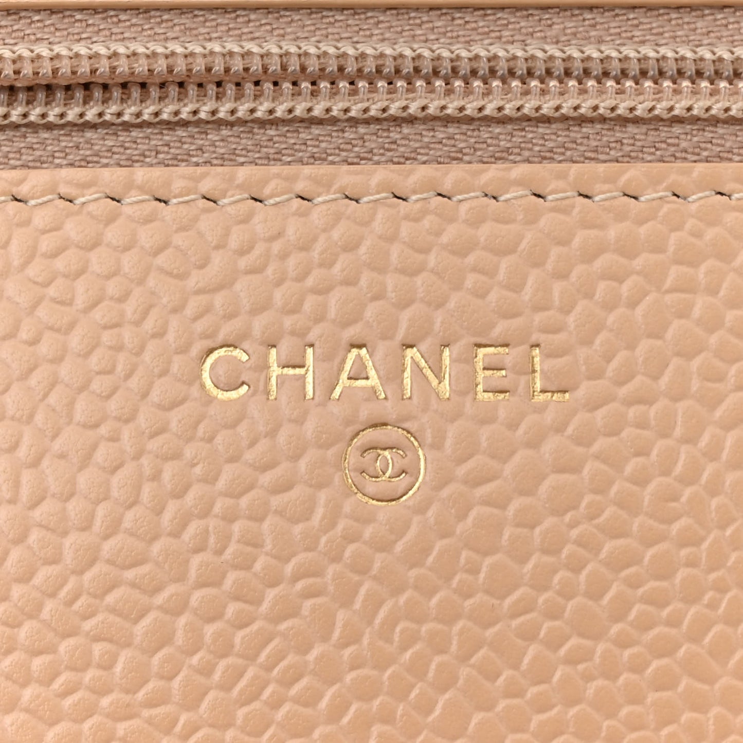 Caviar Quilted Wallet on Chain WOC Beige