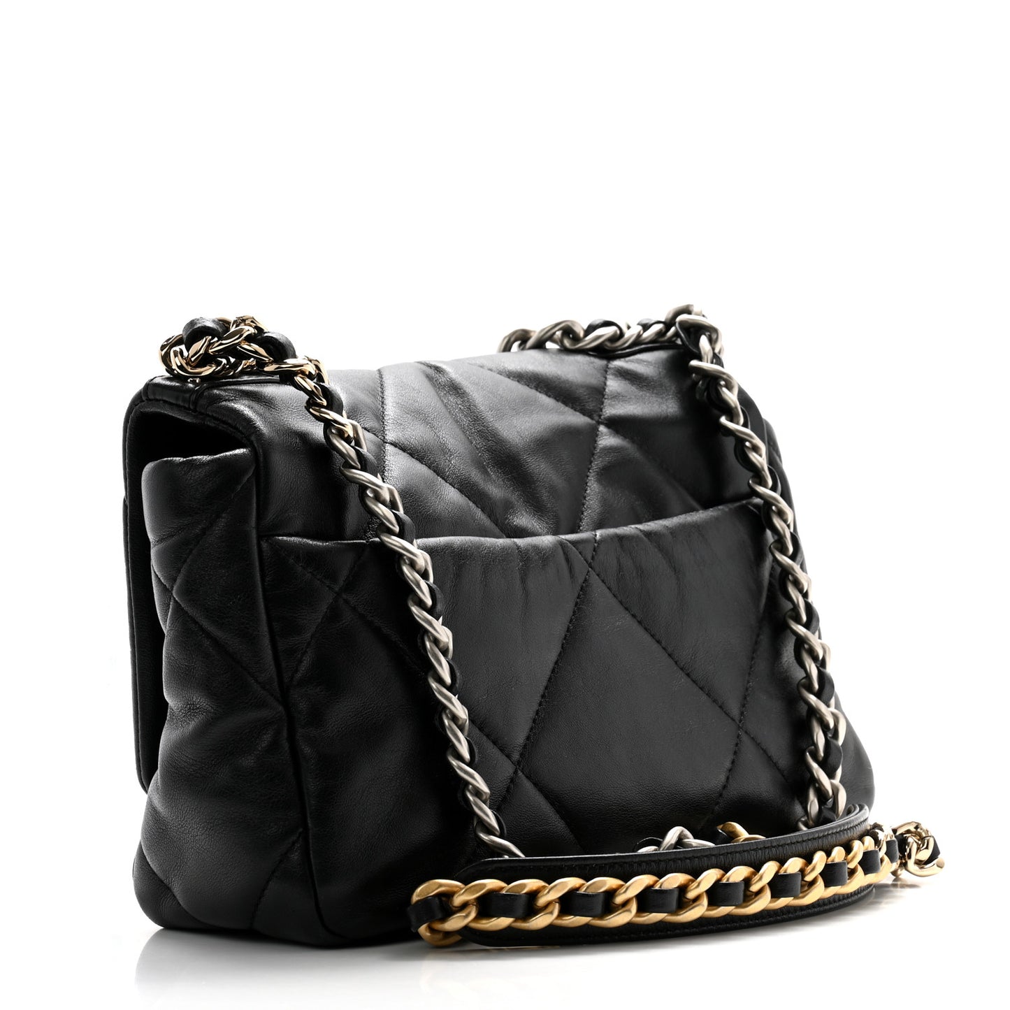Goatskin Quilted Medium Chanel 19 Flap Black
