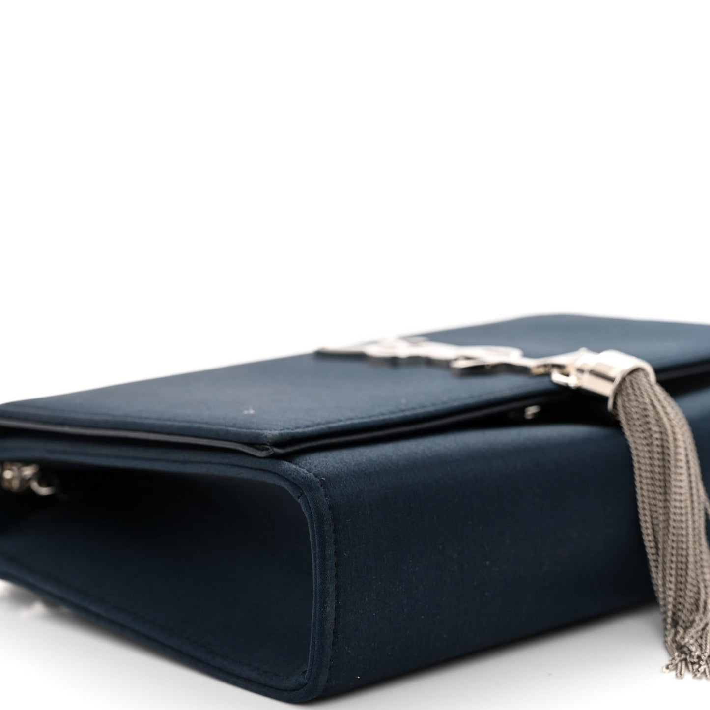 Satin Small Classic Monogram Kate Tassel Satchel Navy Blue