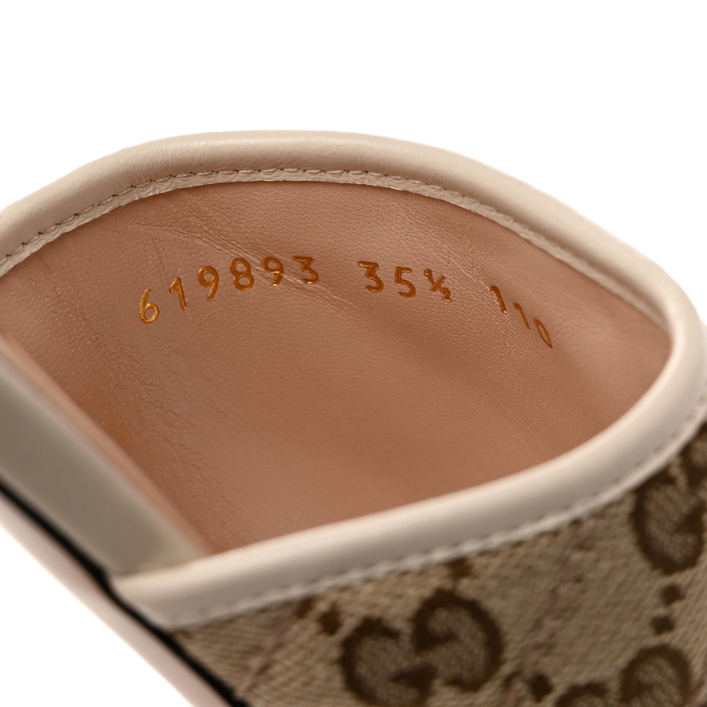 Monogram Matelasse Diagonal GG Marmont Flat Slide Sandals 35.5 Beige Ebony Mystic White