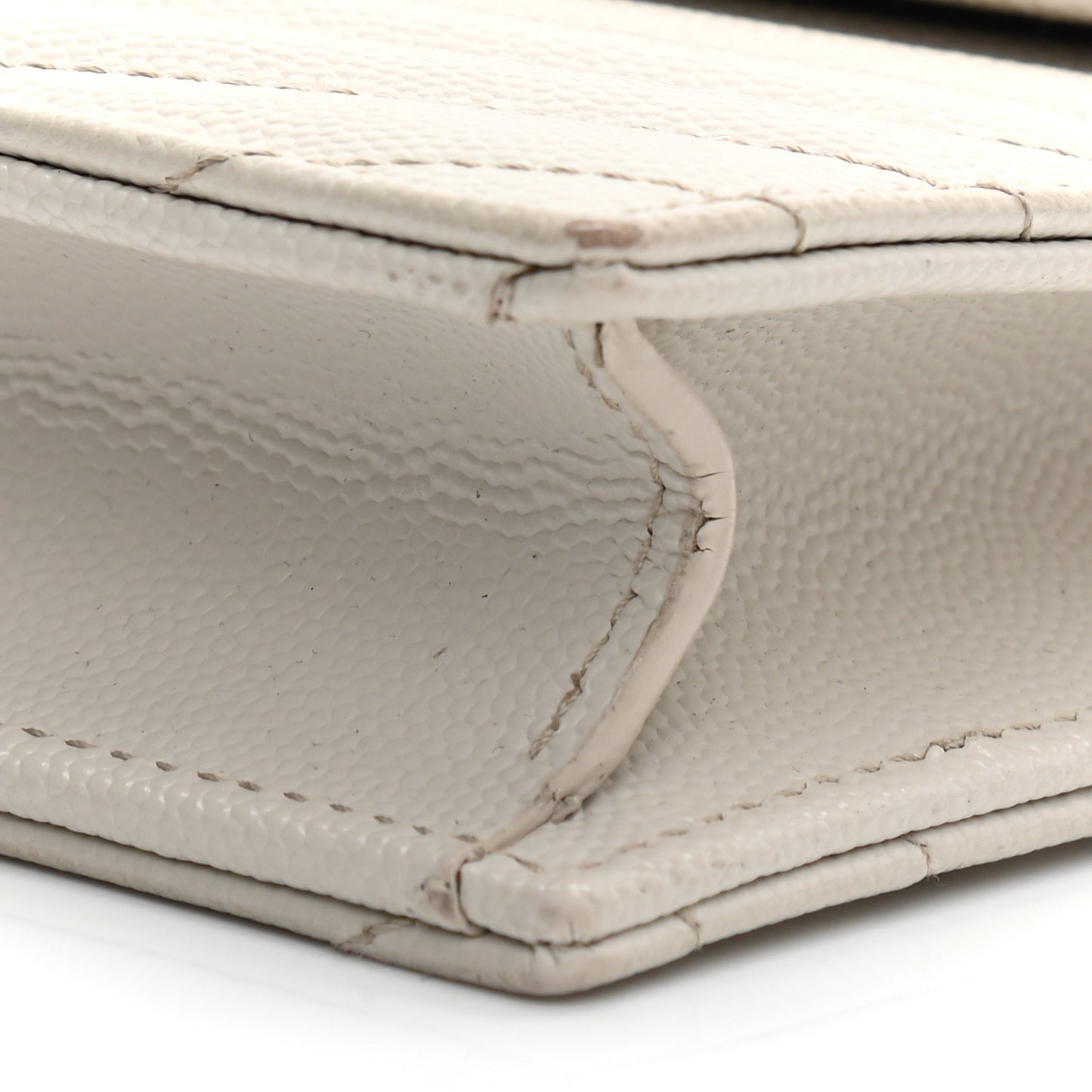 Grain De Poudre Matelasse Chevron Monogram Envelope Chain Wallet Optical White