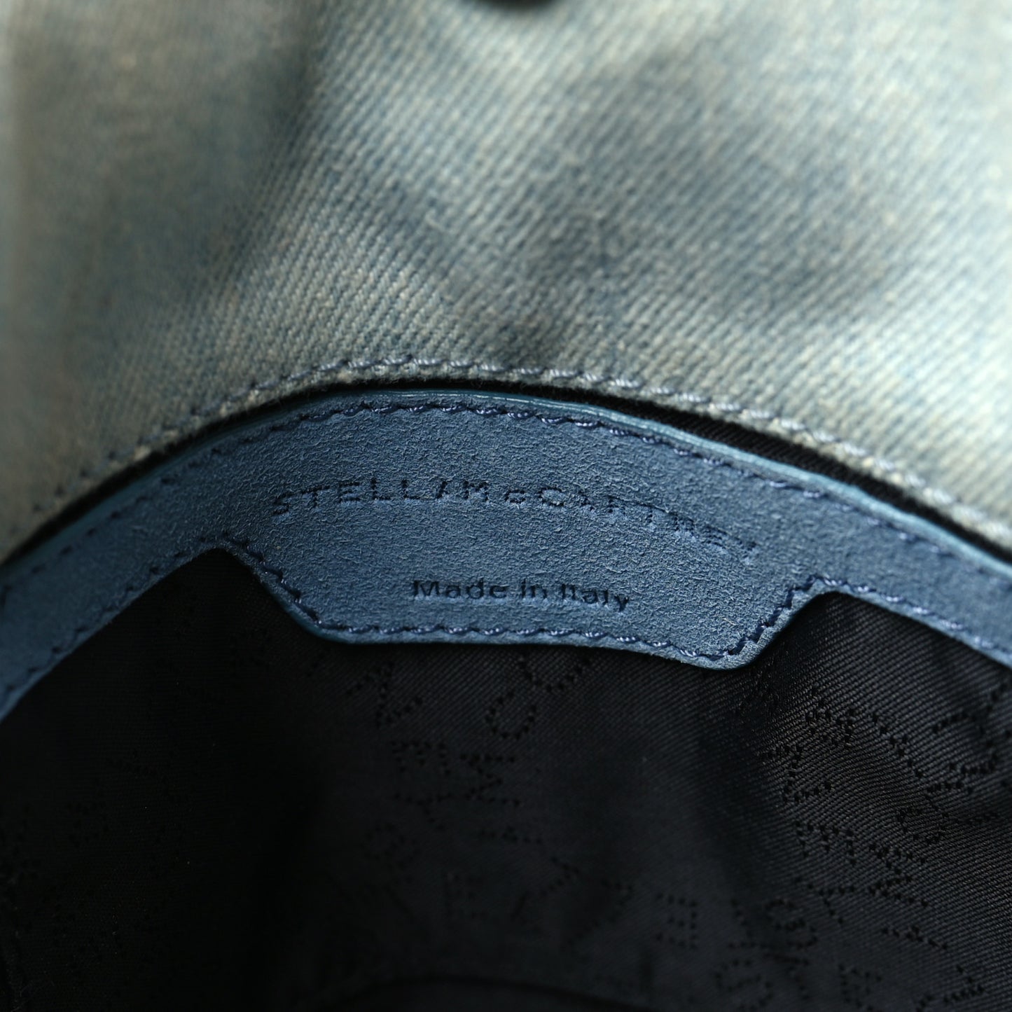 Denim Flower Mini Falabella Tote Blue