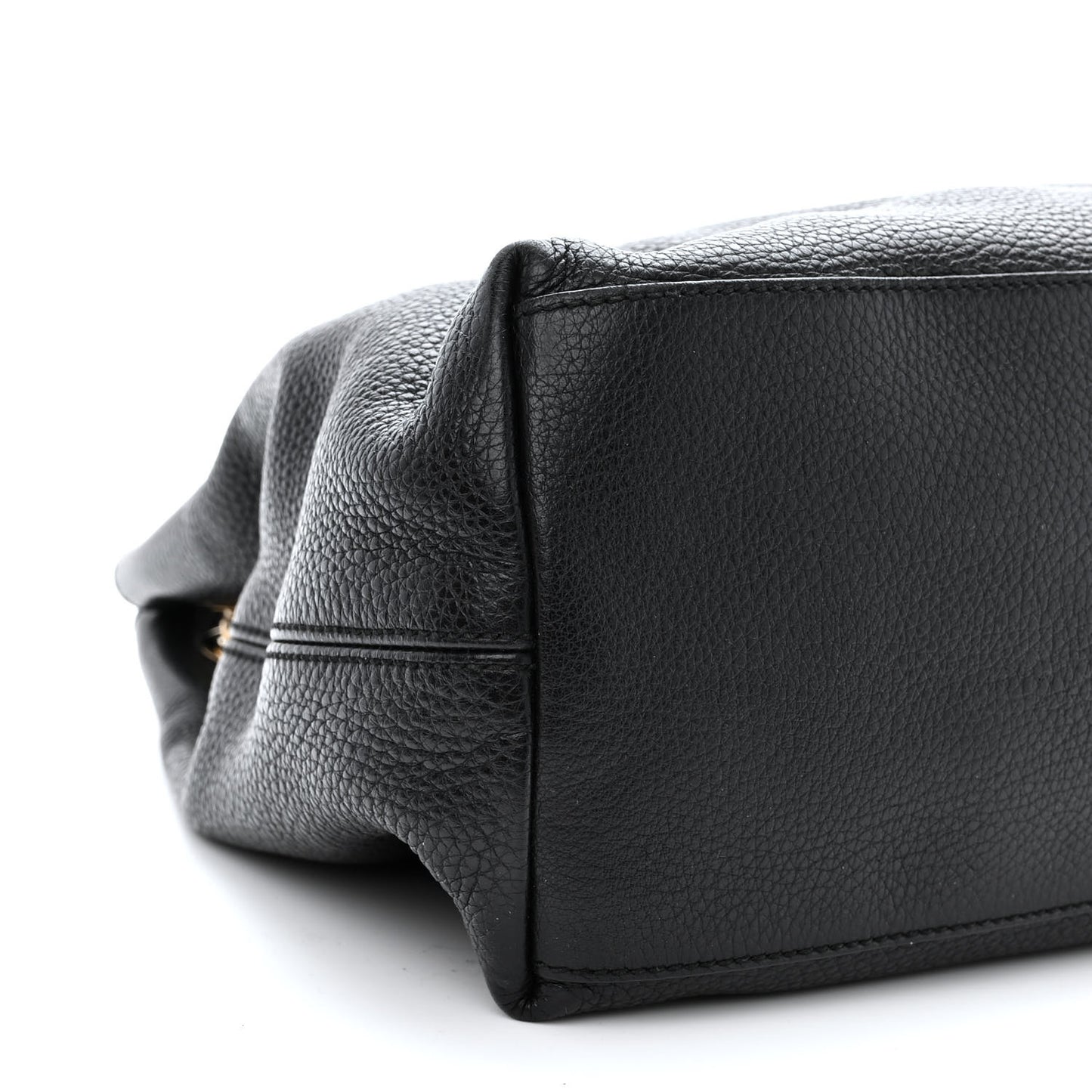 Pebbled Calfskin Medium Soho Chain Shoulder Bag Black