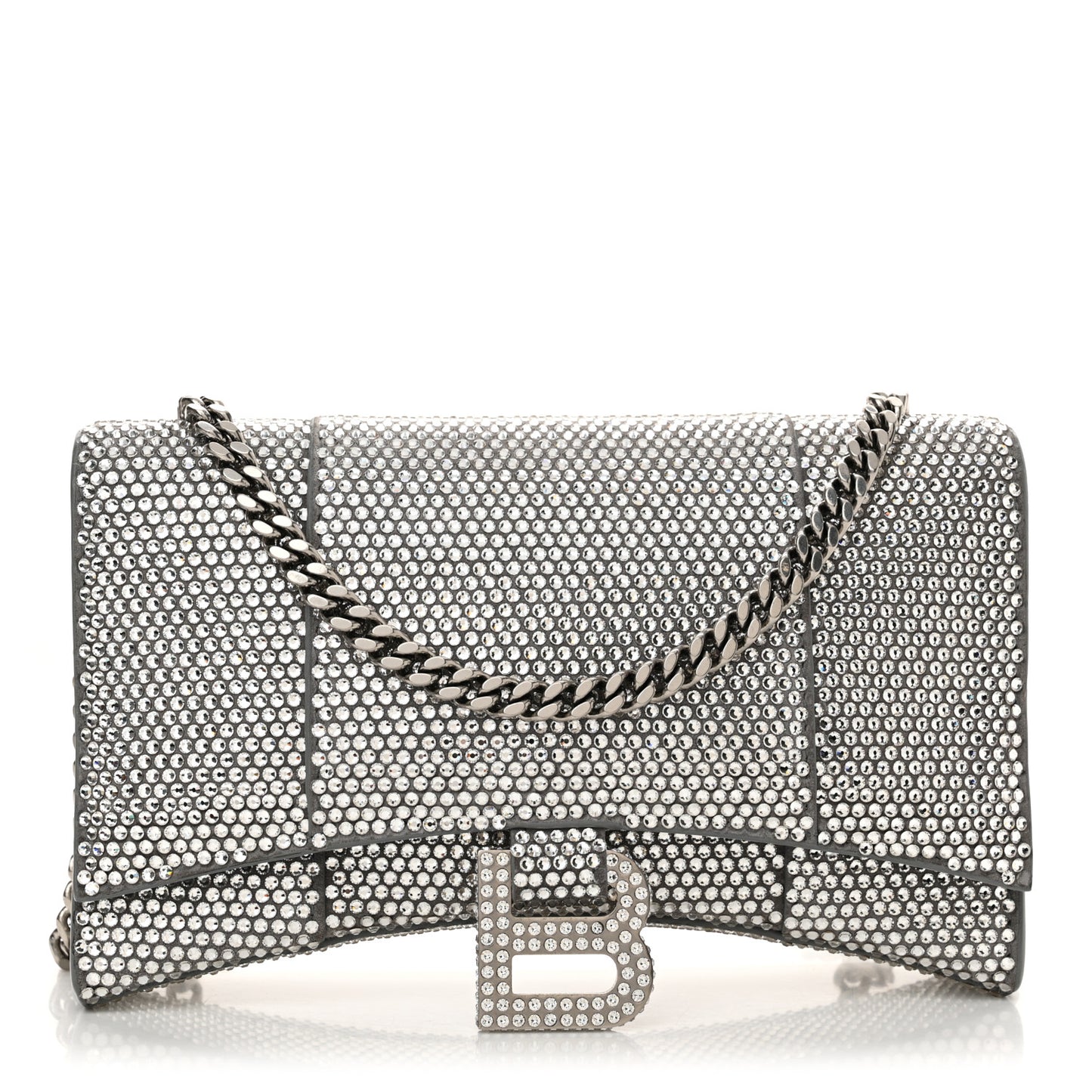 Strass Suede Hourglass Chain Bag Smoke Grey Crystal