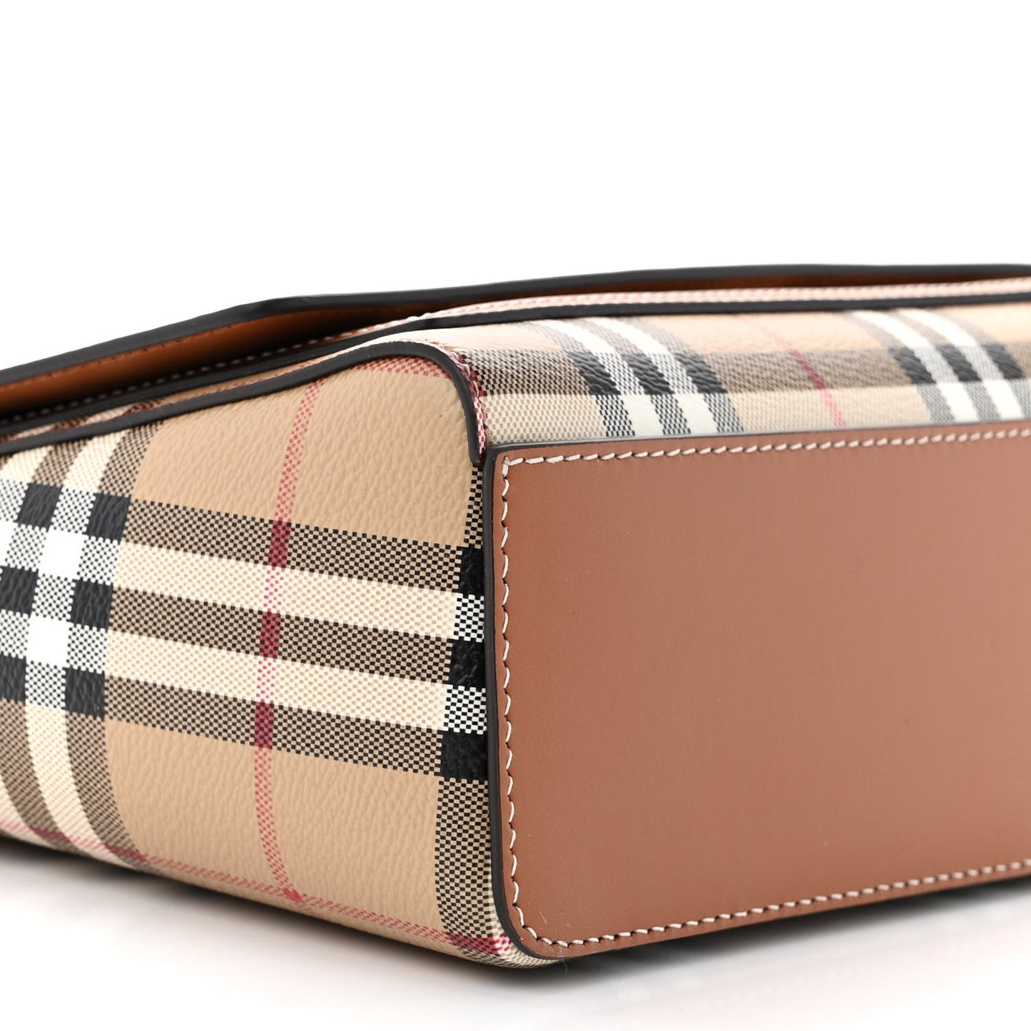 Coated Canvas Calfskin Vintage Check Medium Note Crossbody Bag Briar Brown