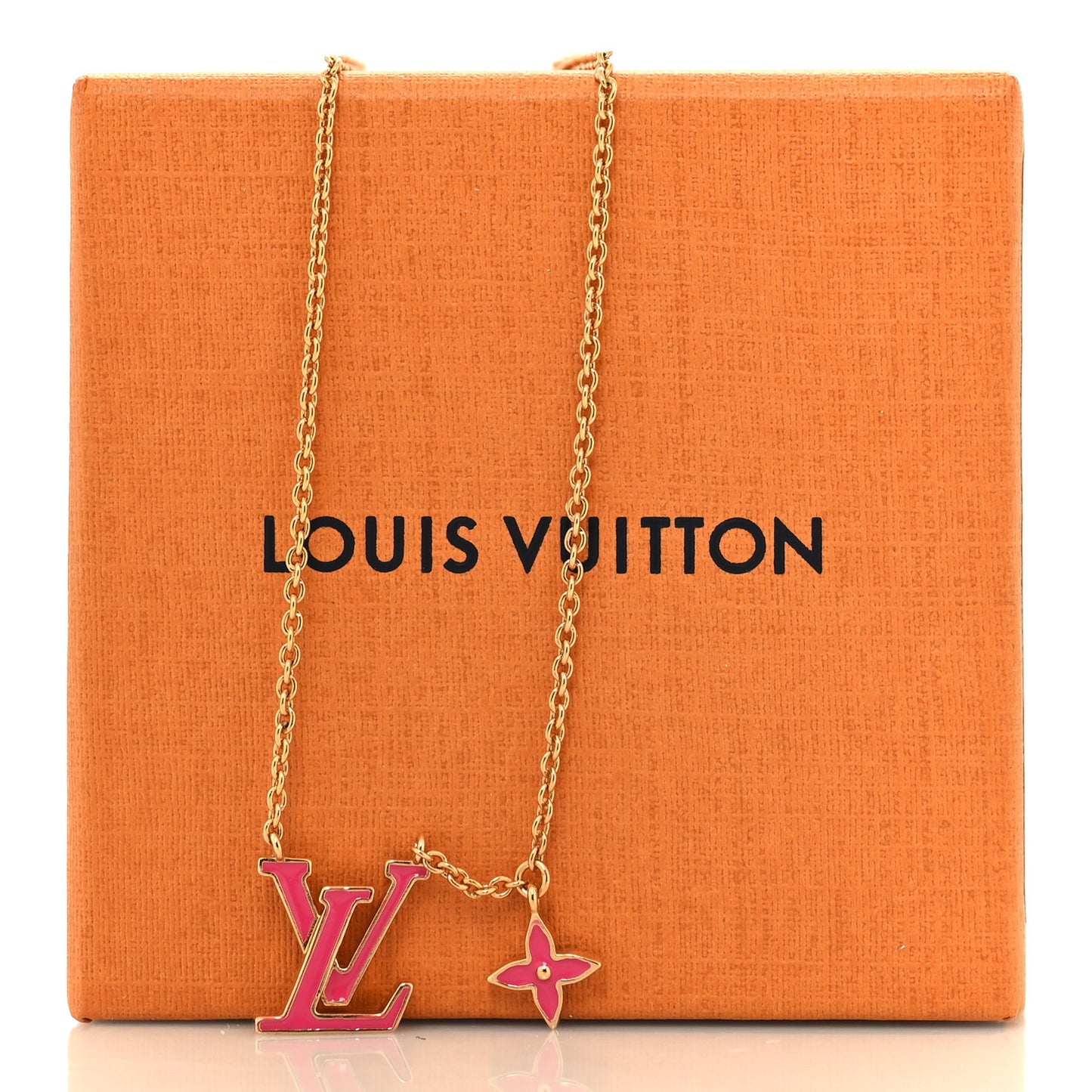 Enamel LV Iconic Necklace Gold Fuchsia