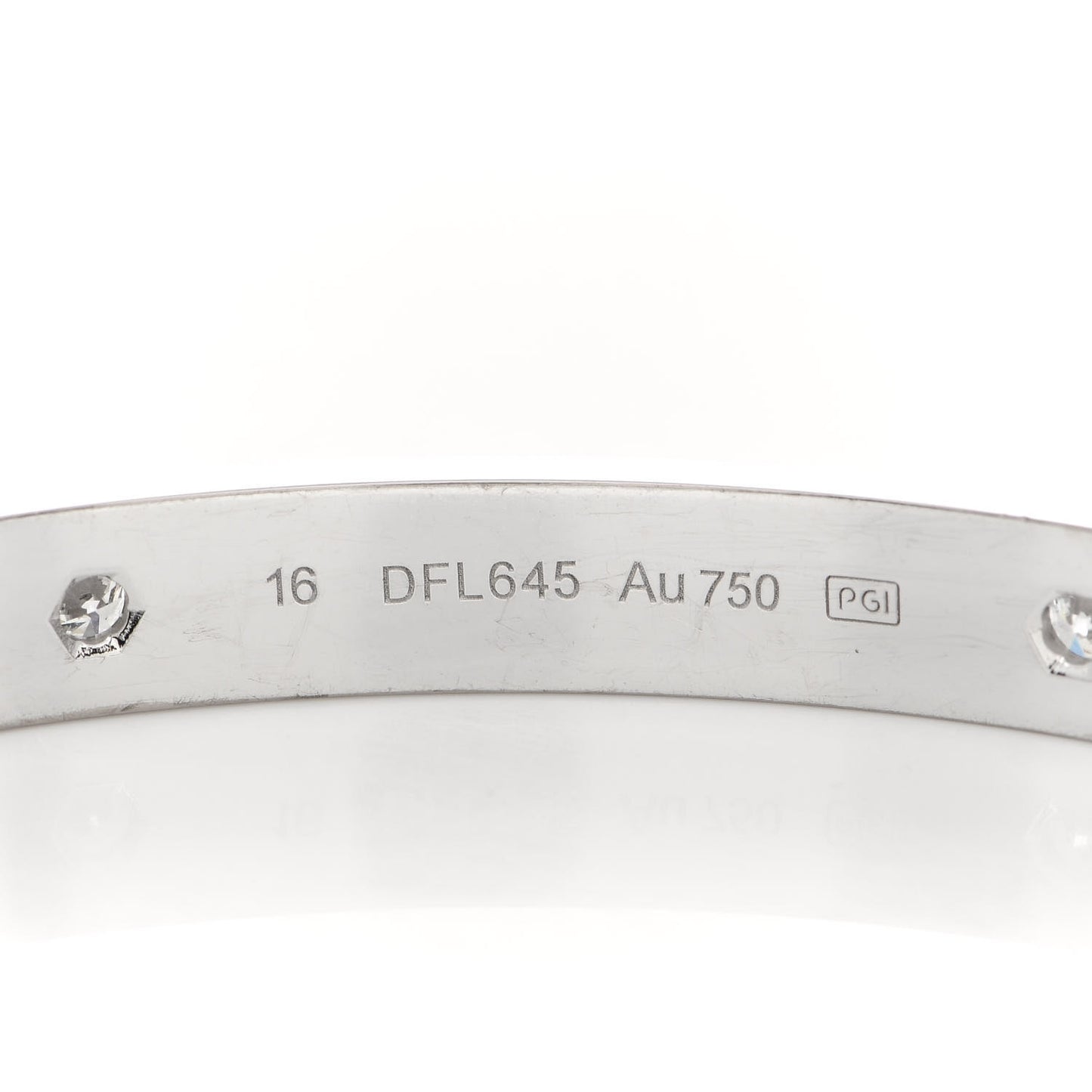 18K White Gold 4 Diamond LOVE Bracelet 16