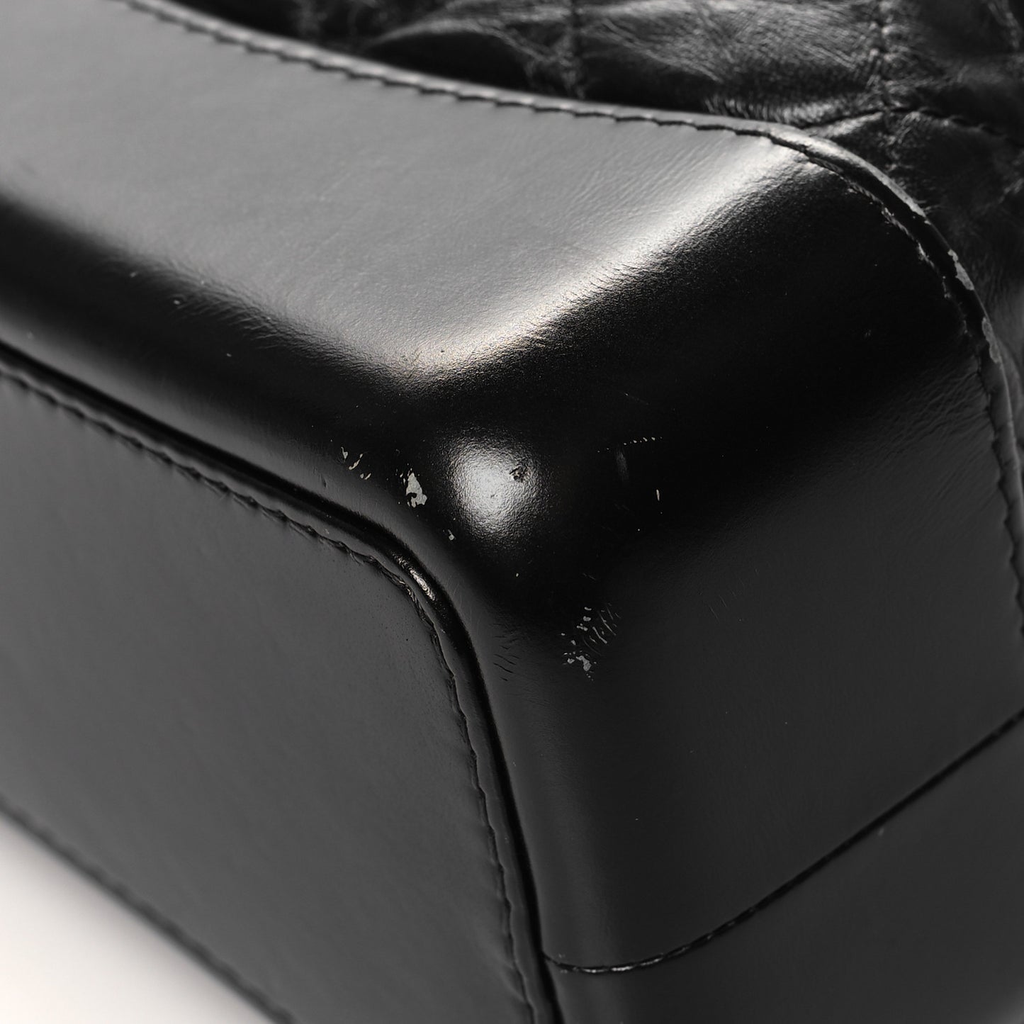 Aged Calfskin Quilted Gabrielle Backpack Black