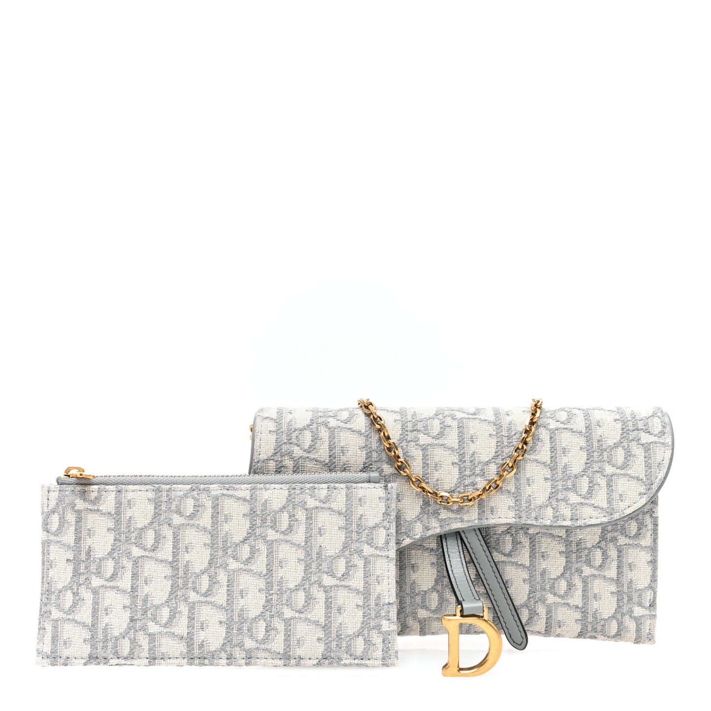 Oblique Saddle Chain Long Wallet Grey