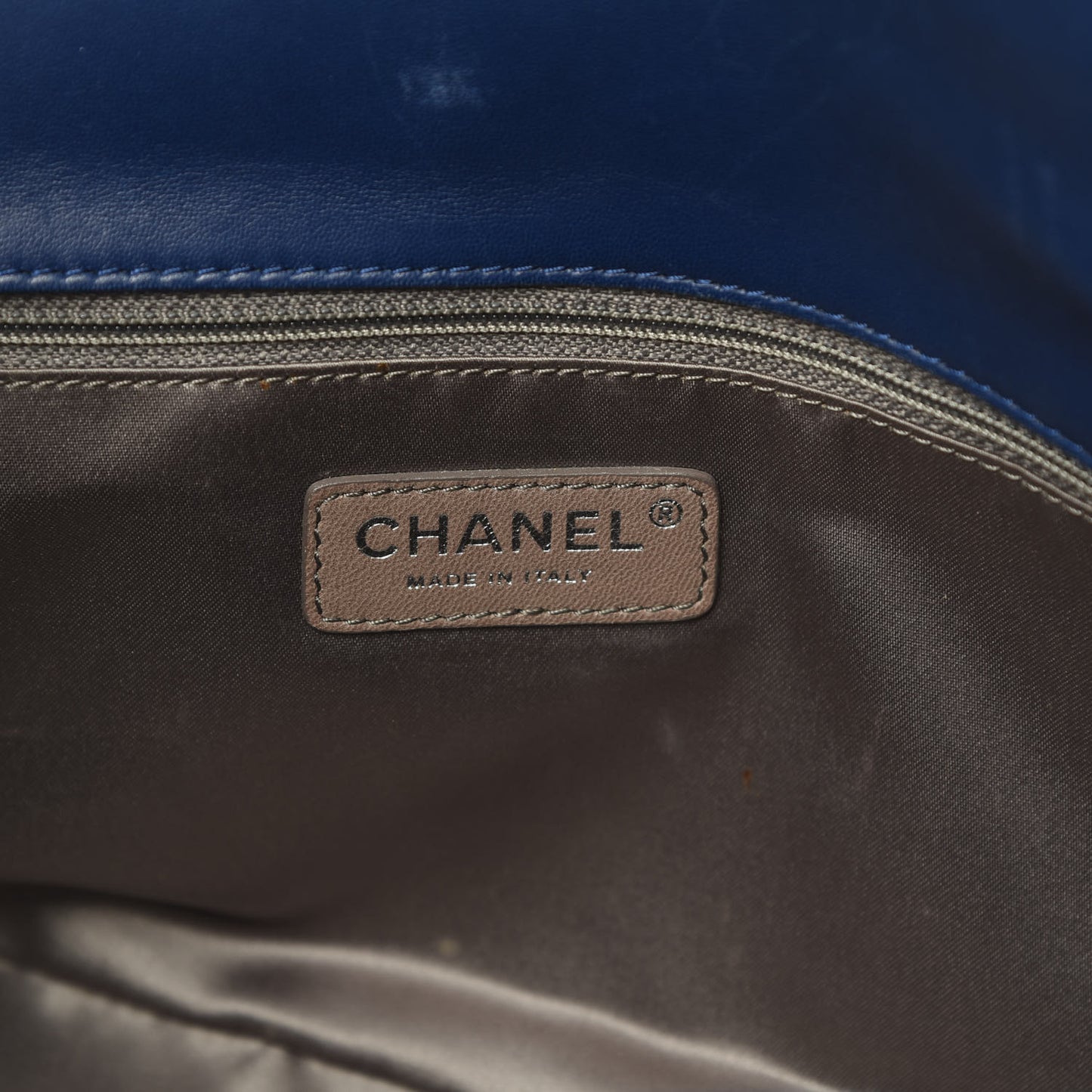 Patent Calfskin Mademoiselle Lock Bijoux Chain Flap Blue