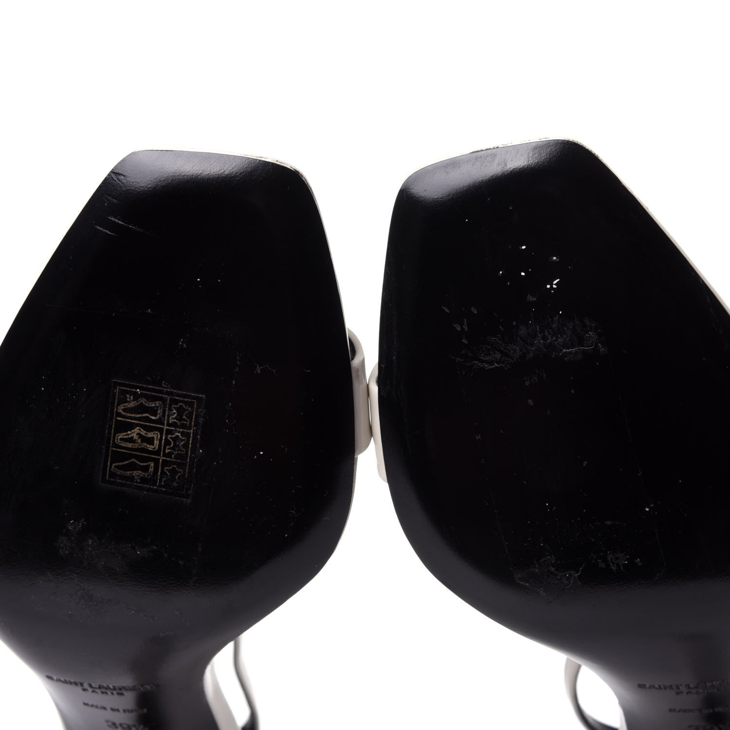 Saint Laurent Patent Calfskin Amber 85 Ankle Strap Sandals 39.5 Neutro 11 of 11