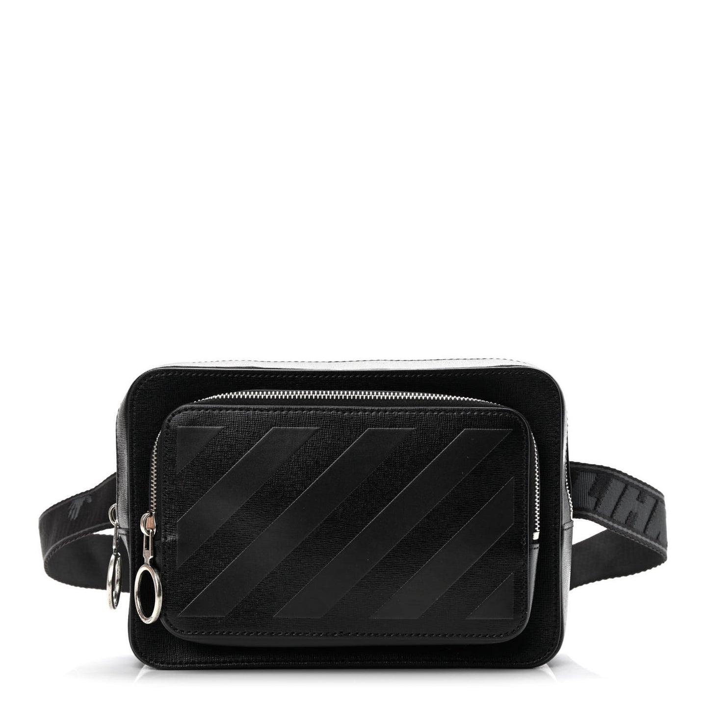 Saffiano Striped Diag Belt Bag Black