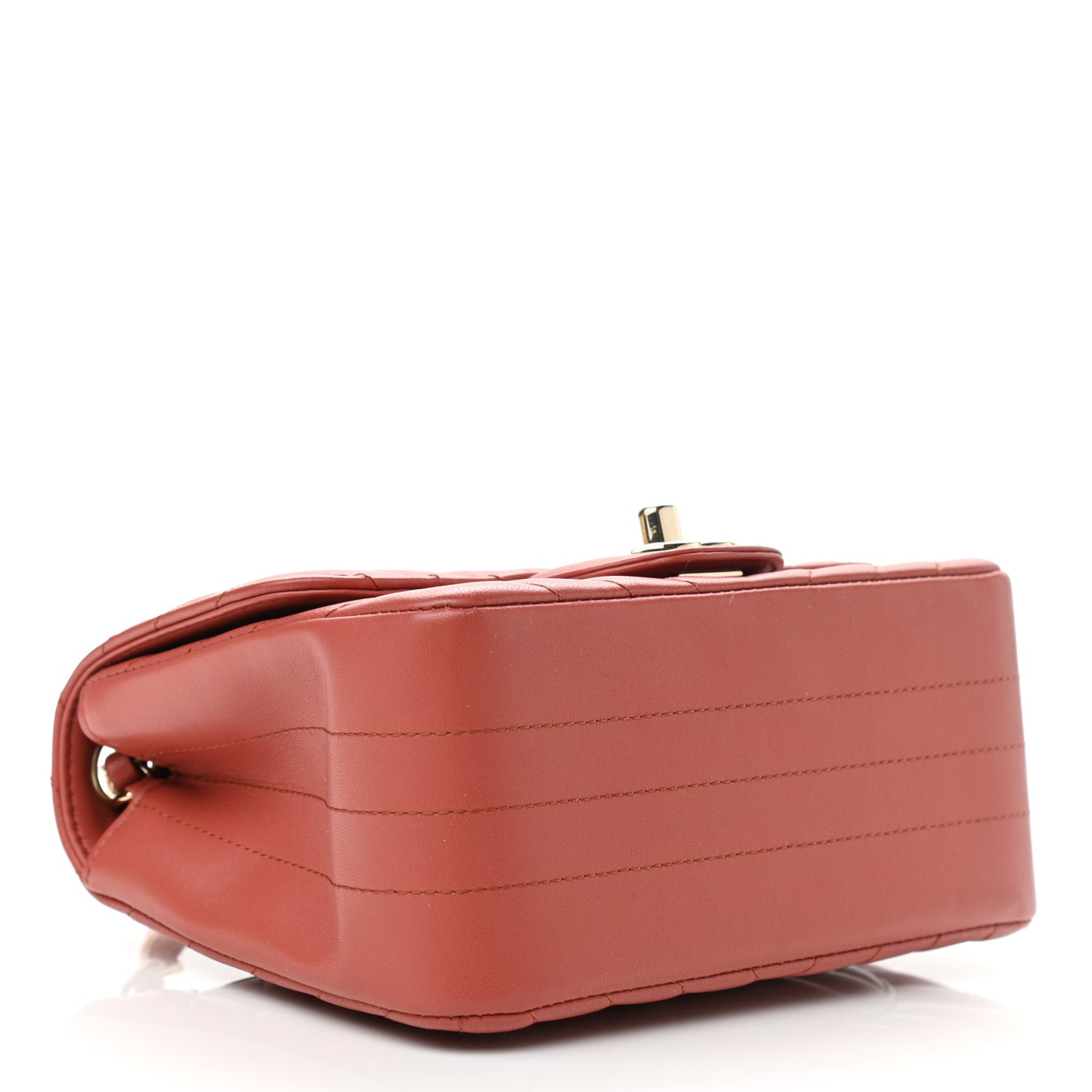 Lambskin Chevron Quilted Mini Square Flap Rosewood