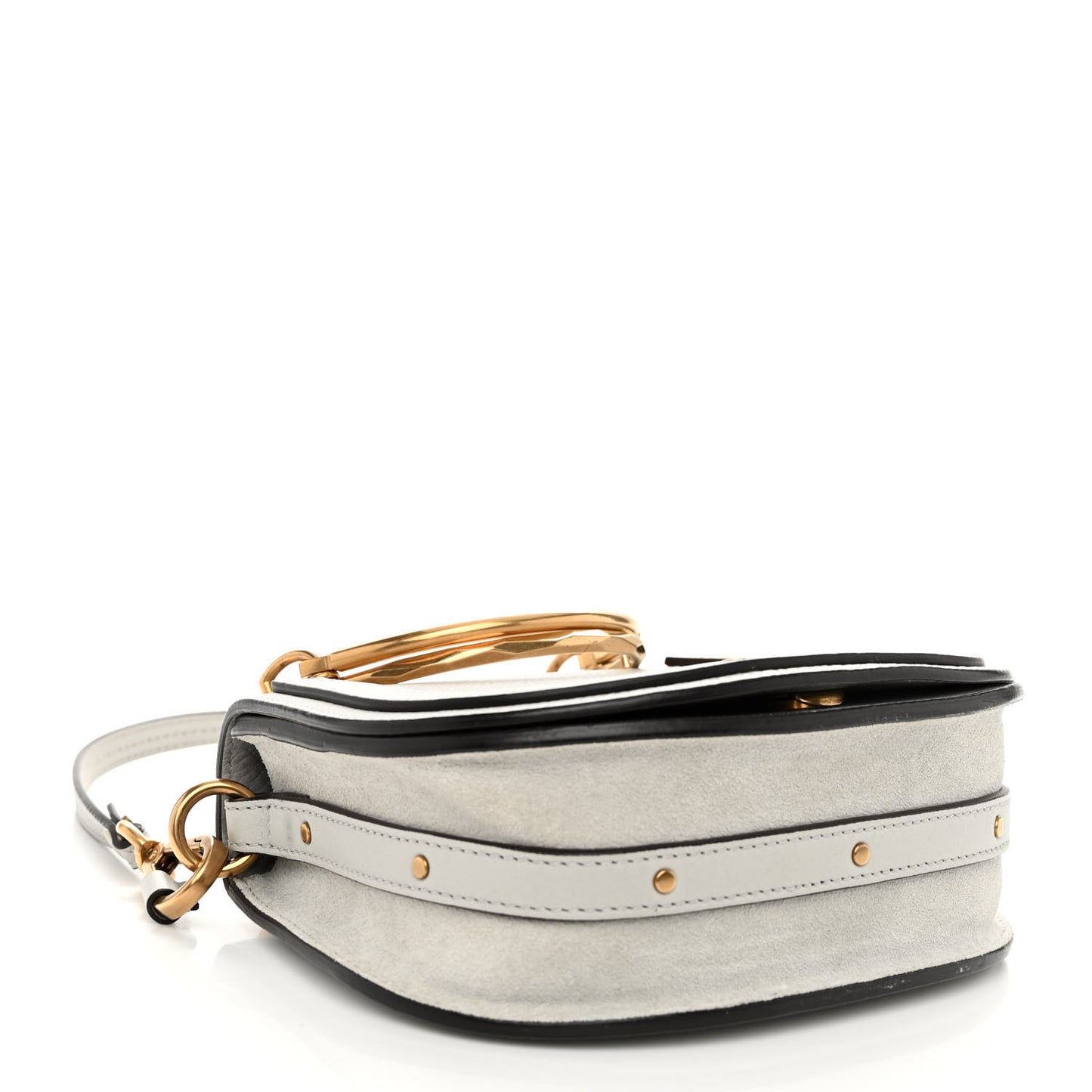Calfskin Suede Small Nile Bracelet Bag Airy Grey