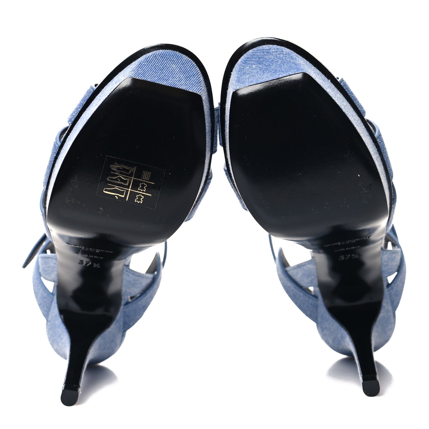 SAINT LAURENT Denim Tribute 75 Platform Sandals 37.5 Blue