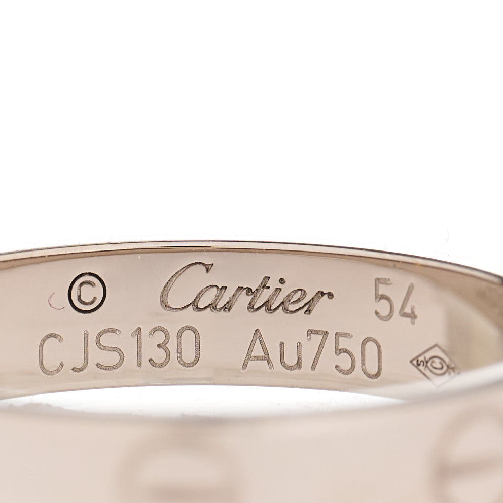 18K White Gold 3.5mm LOVE Wedding Band Ring 54 6.75