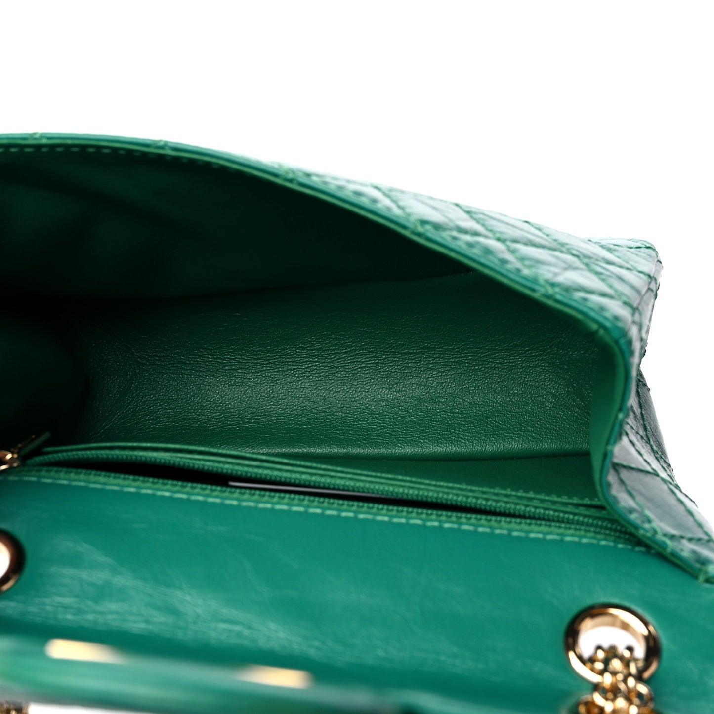 Aged Calfskin Quilted 2.55 Reissue Mini Flap Green