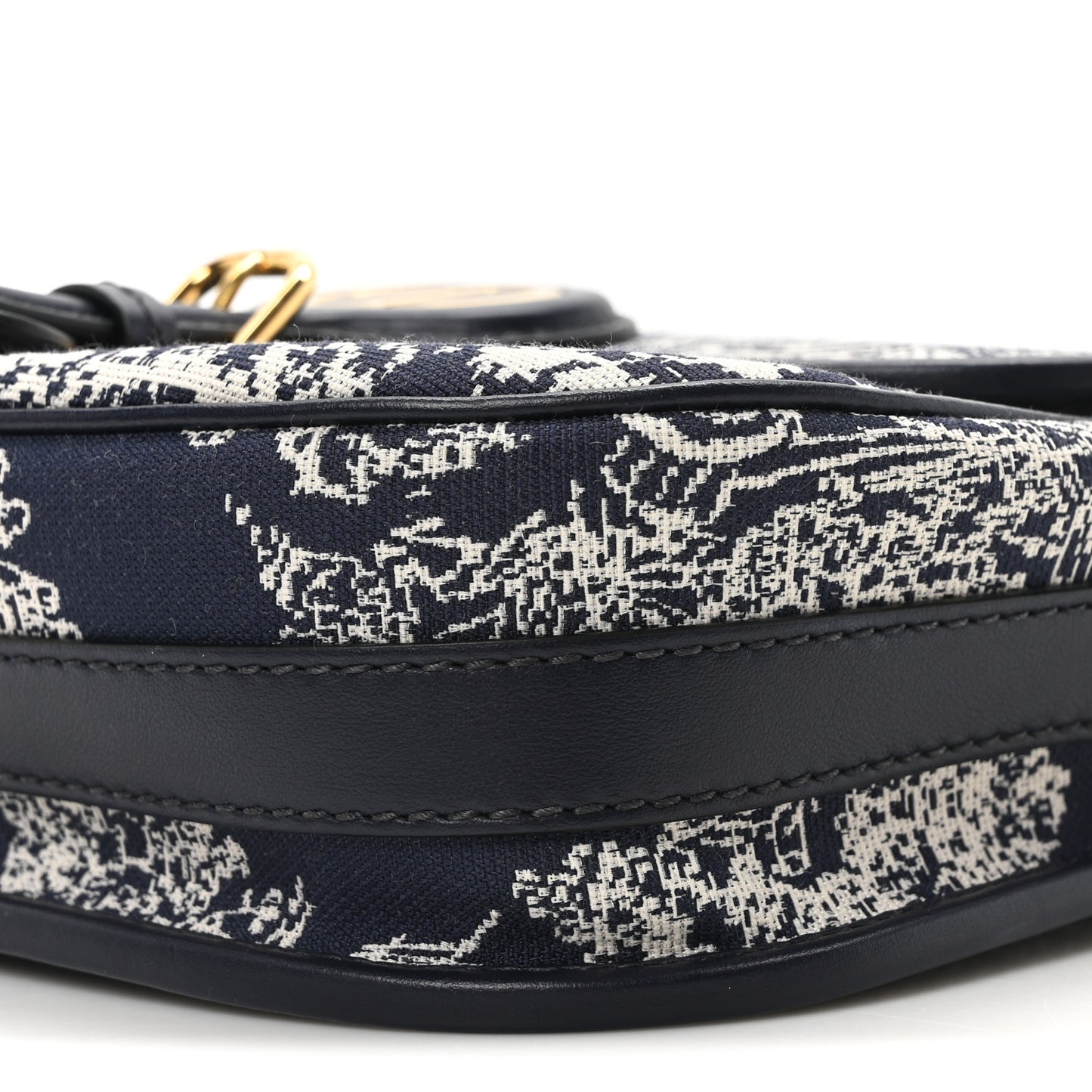 Canvas Toile de Jouy Reverse Embroidered Medium Bobby Flap Blue