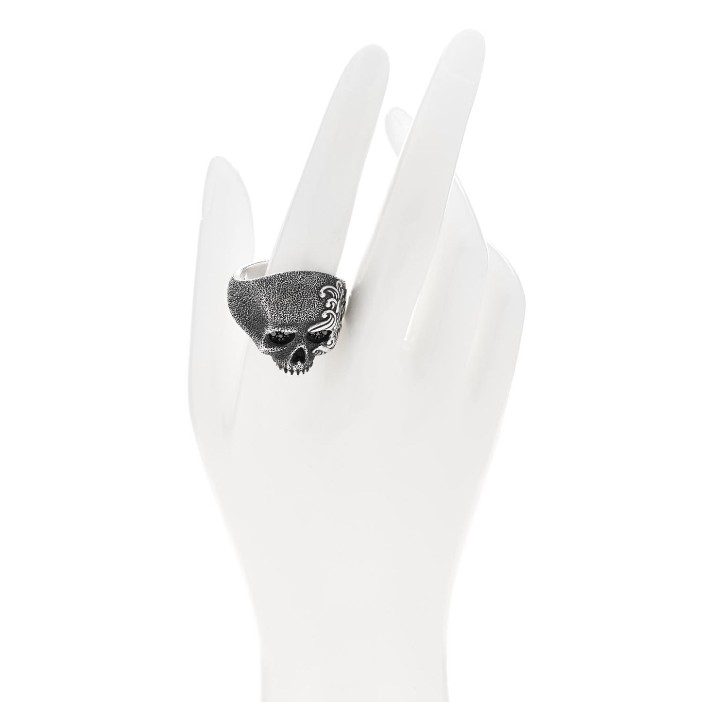 Sterling Silver Black Diamond Waves Skull Ring 70 13