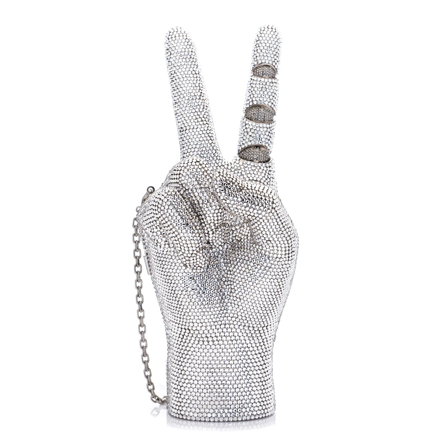 Swarovski Crystal War And Peace Minaudiere Clutch Silver