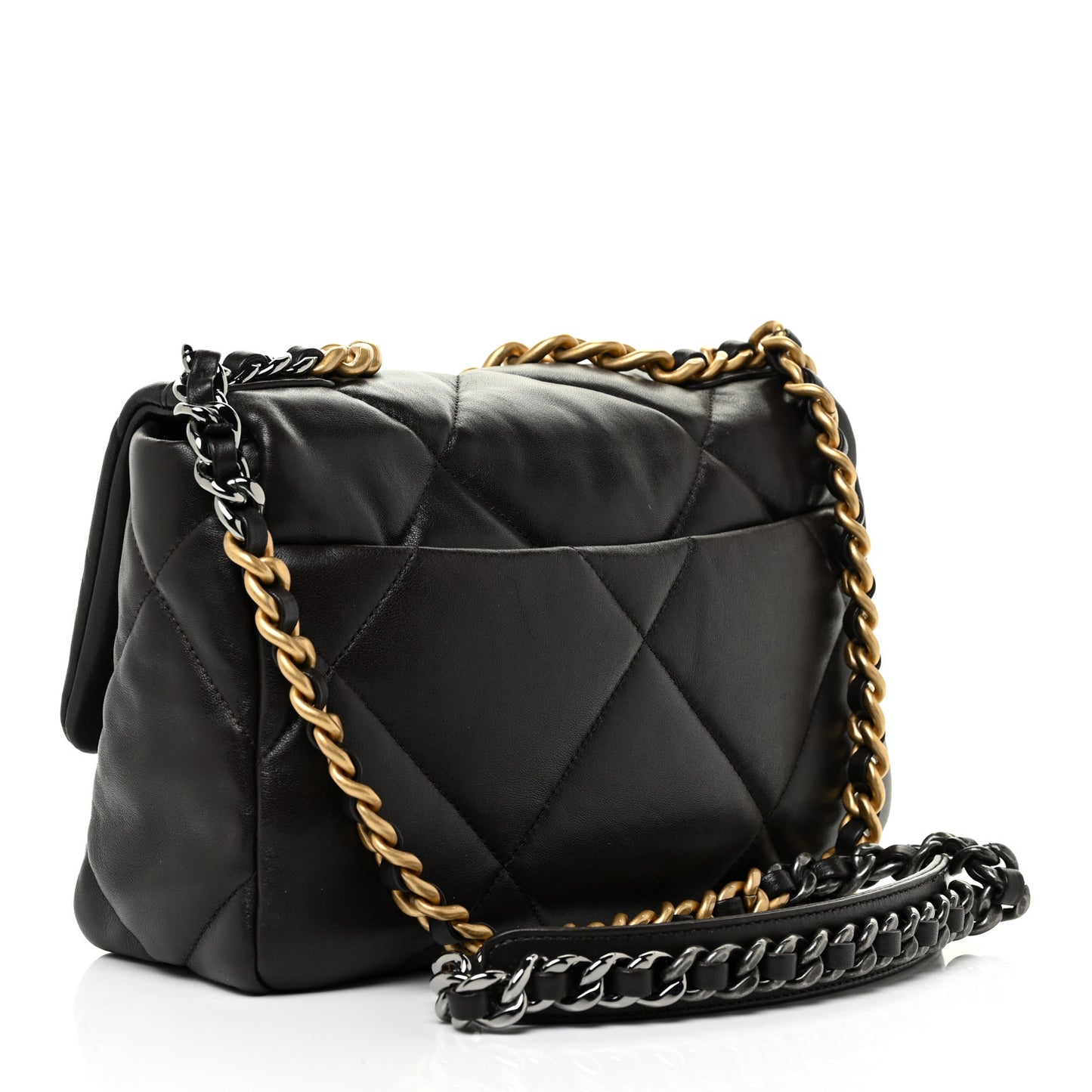 Lambskin Quilted Medium Chanel 19 Flap Dark Brown