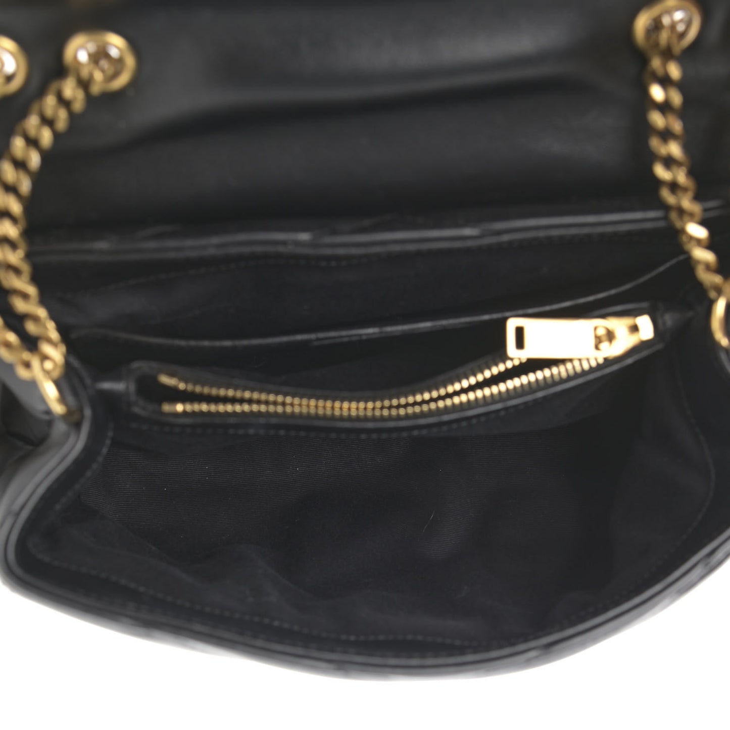 Calfskin Y Quilted Monogram Small Loulou Chain Satchel Black