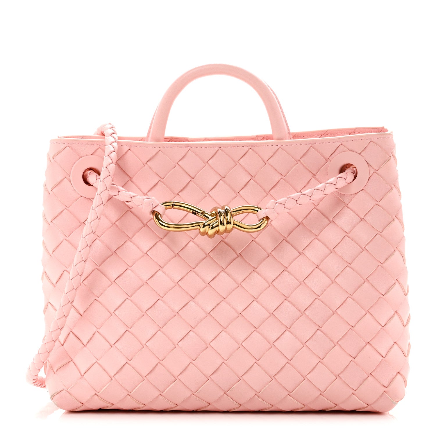 Bottega Veneta Nappa Intrecciato Small Andiamo Shoulder Bag Blush
