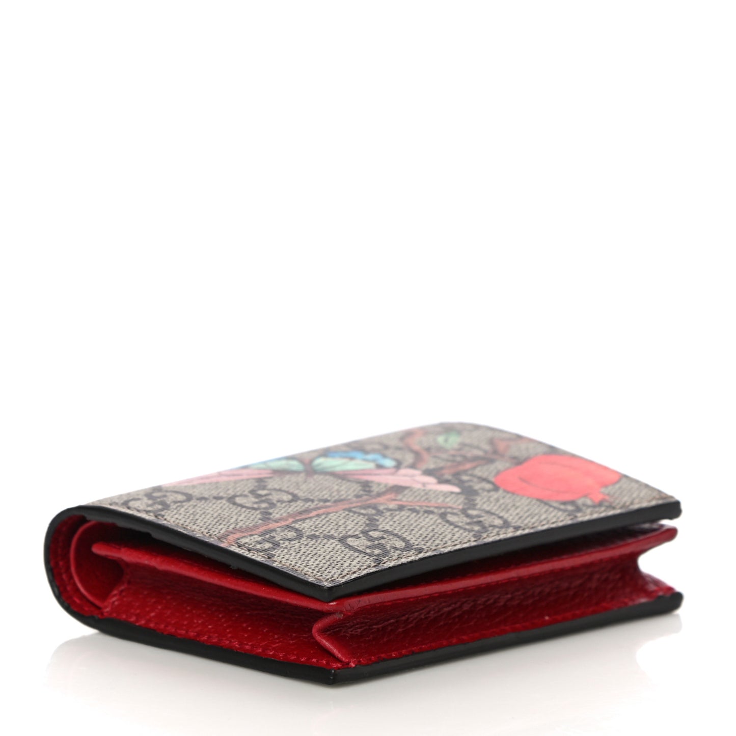 GG Supreme Monogram Tian Card Case Beige Multicolor Red