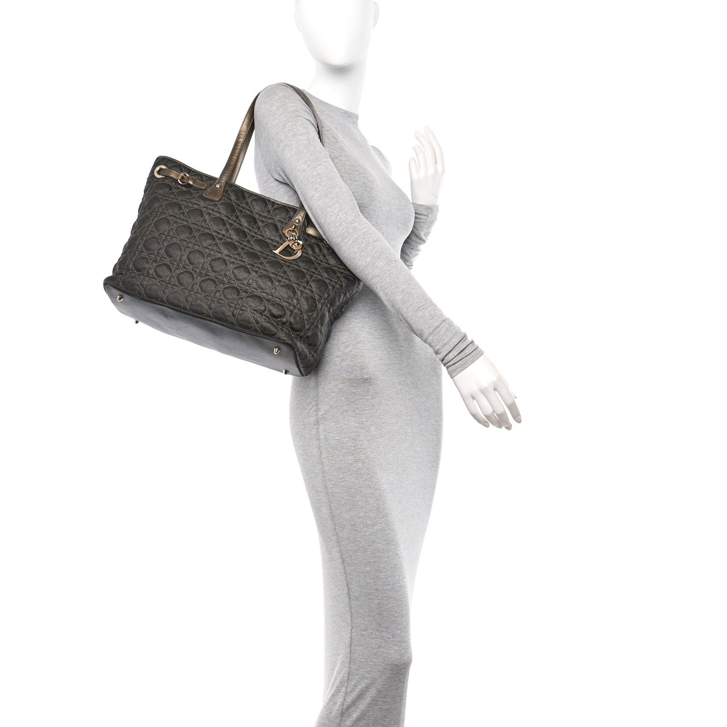 Coated Canvas Cannage Medium Panarea Tote Bronze