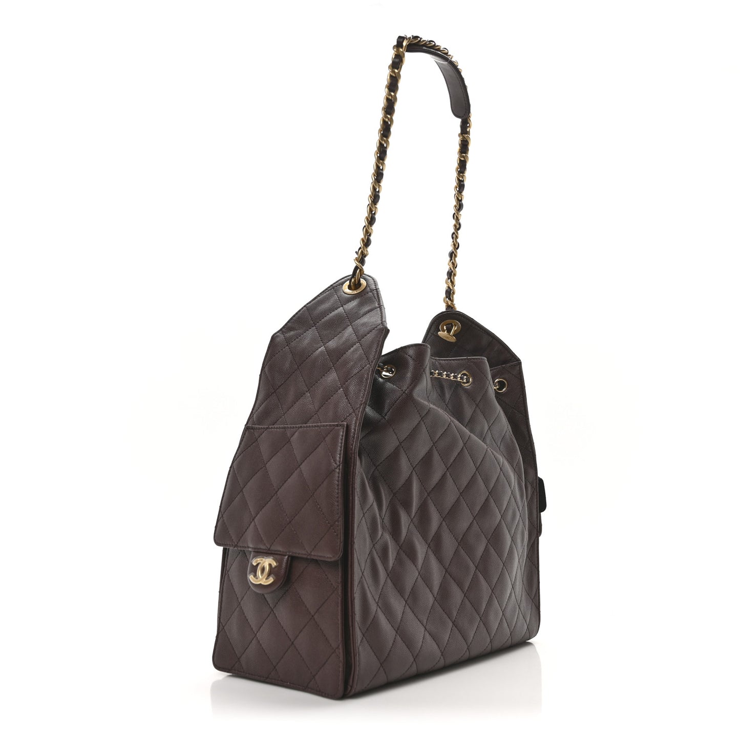 Caviar Quilted Medium Chanel 25 Handbag Dark Brown
