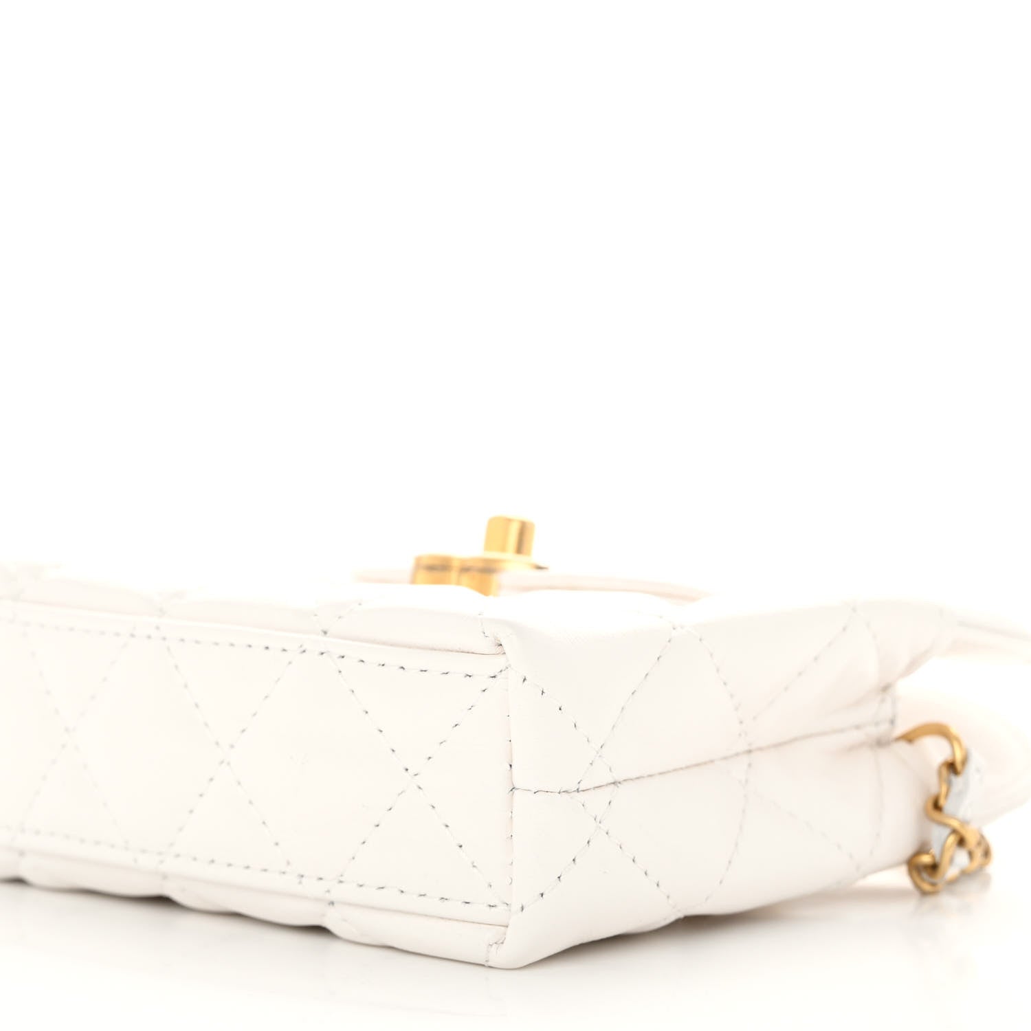 Chanel Shiny Aged Calfskin Quilted Mini Nano Kelly Shopper White 10 of 11