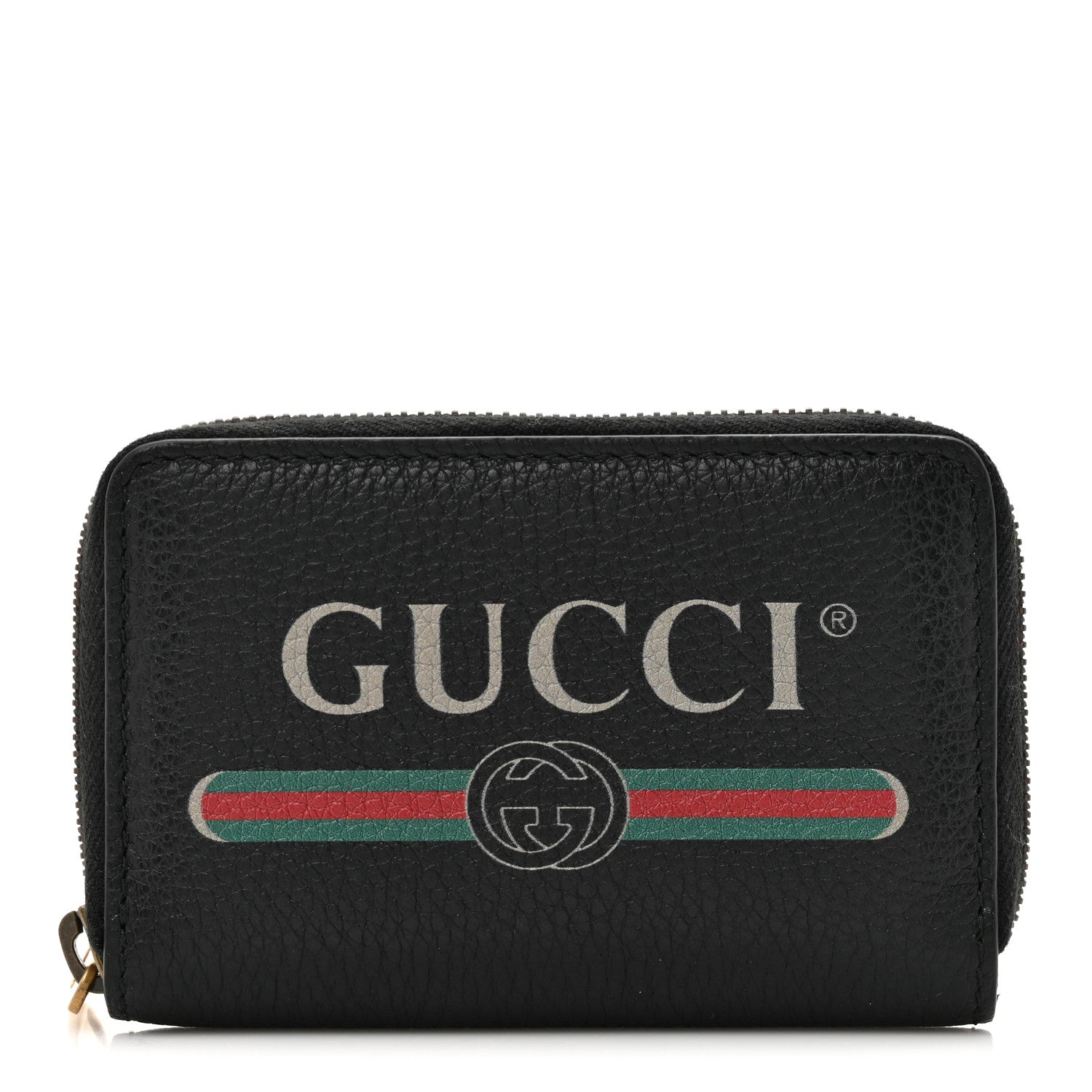 GUCCI ブラックレザー ケース Gucci Calfskin Logo Zip Around Card Case Black 1647138 – FASHIONPHILE