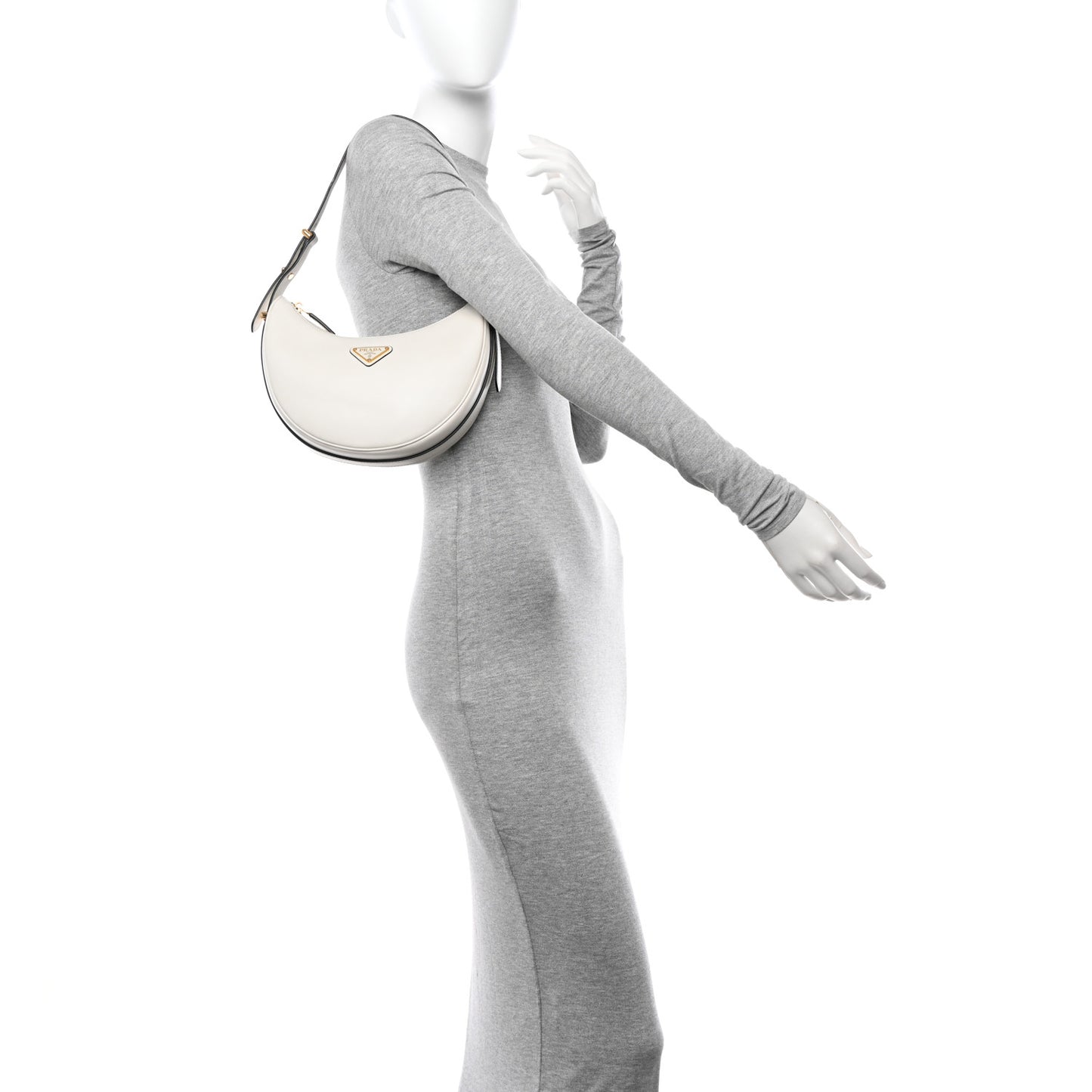 Soft Calfskin Arque Shoulder Bag White