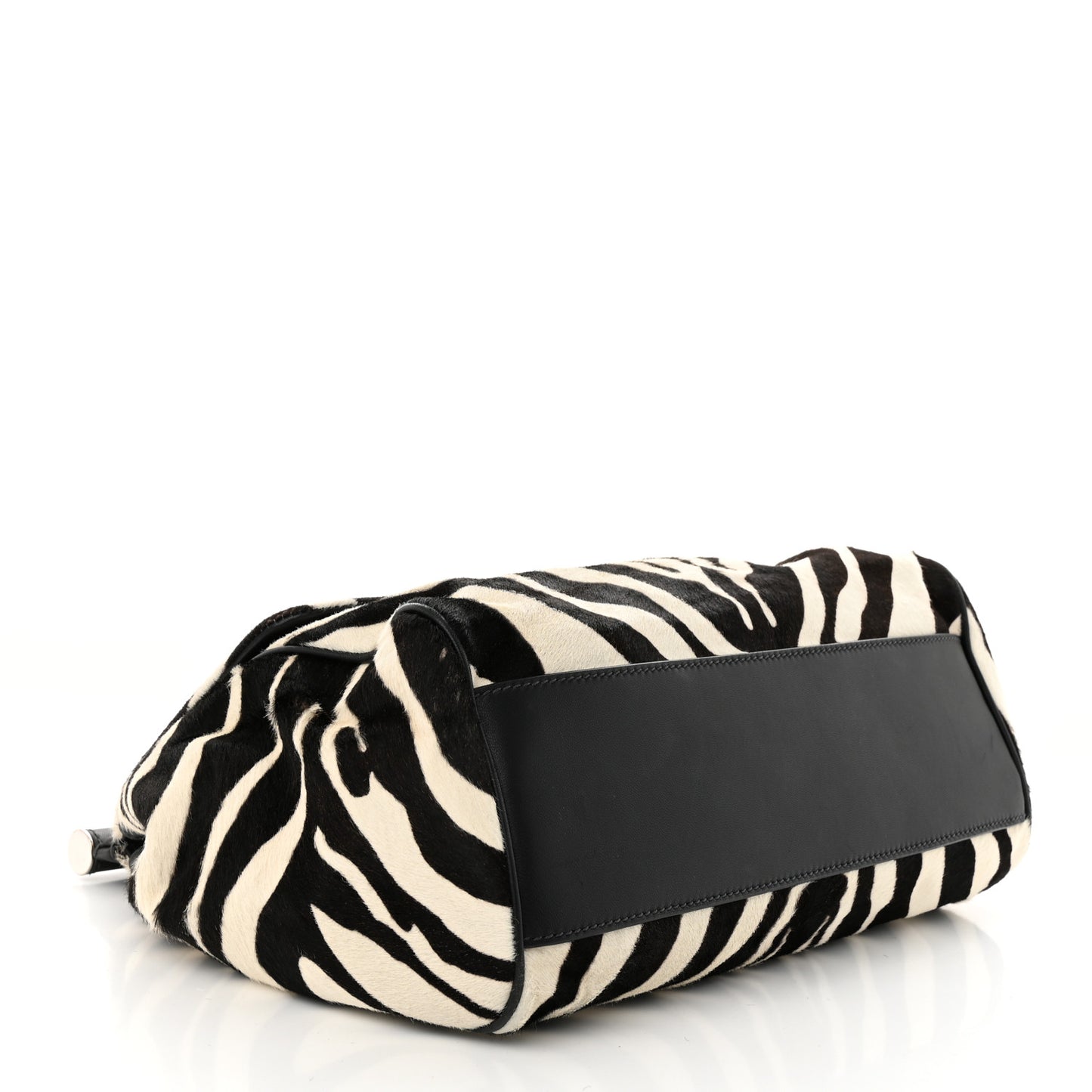 Calf Hair Zebra Print Large Miss Sicily Satchel Black White