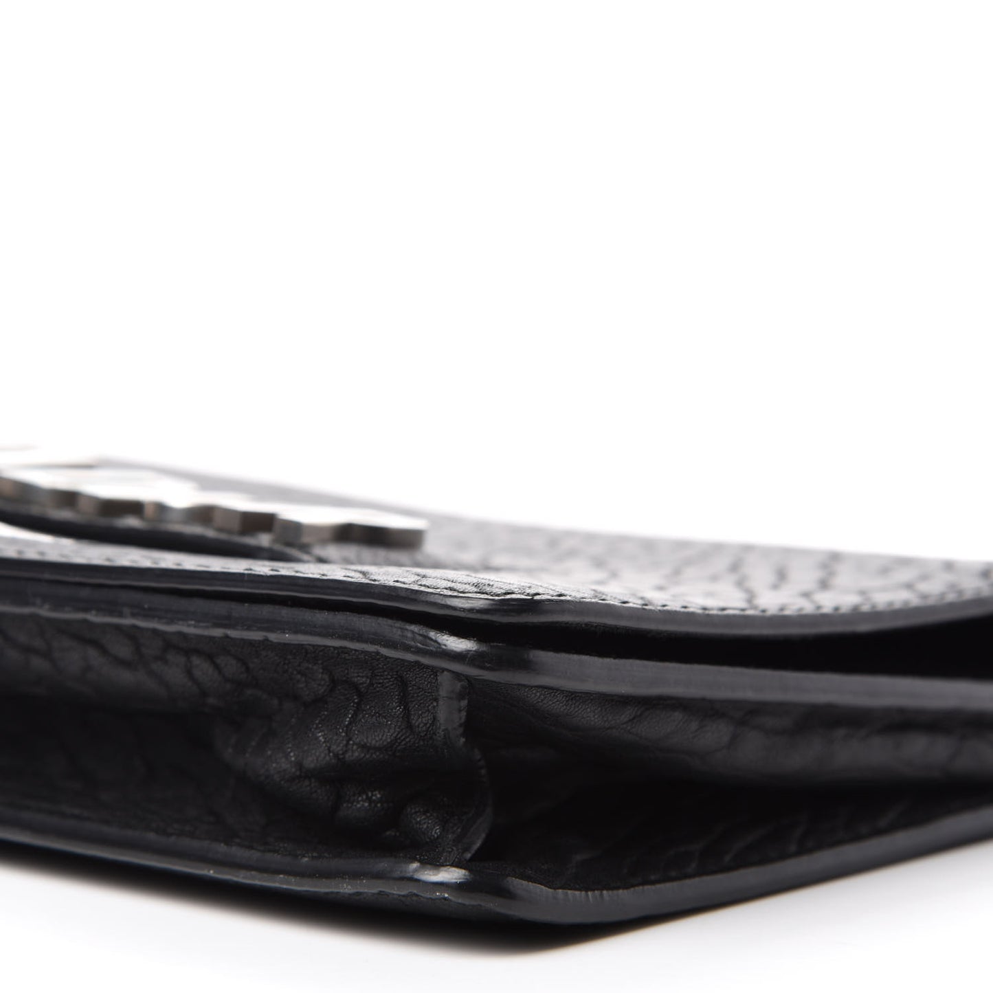 Canyon Grained Lambskin J'Adior Chain Flap Bag Black