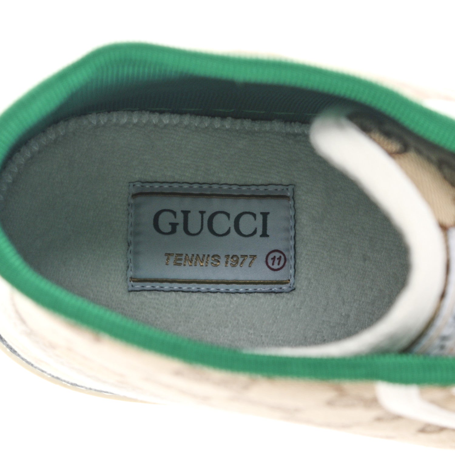 Gucci GG Monogram Web Mens 1977 Tennis High Top Sneakers 11 Beige Ebony Mystic White 7 of 9