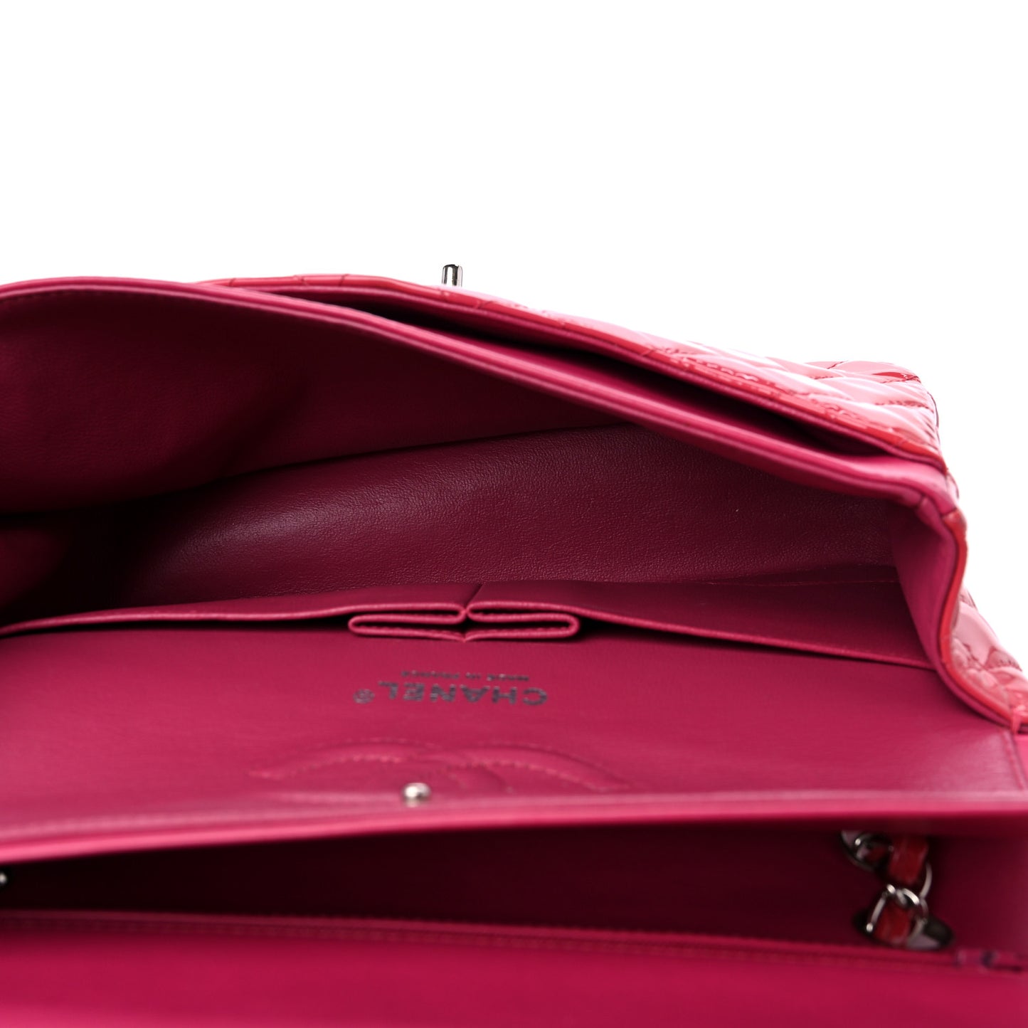 Patent Quilted Medium Double Flap Pink